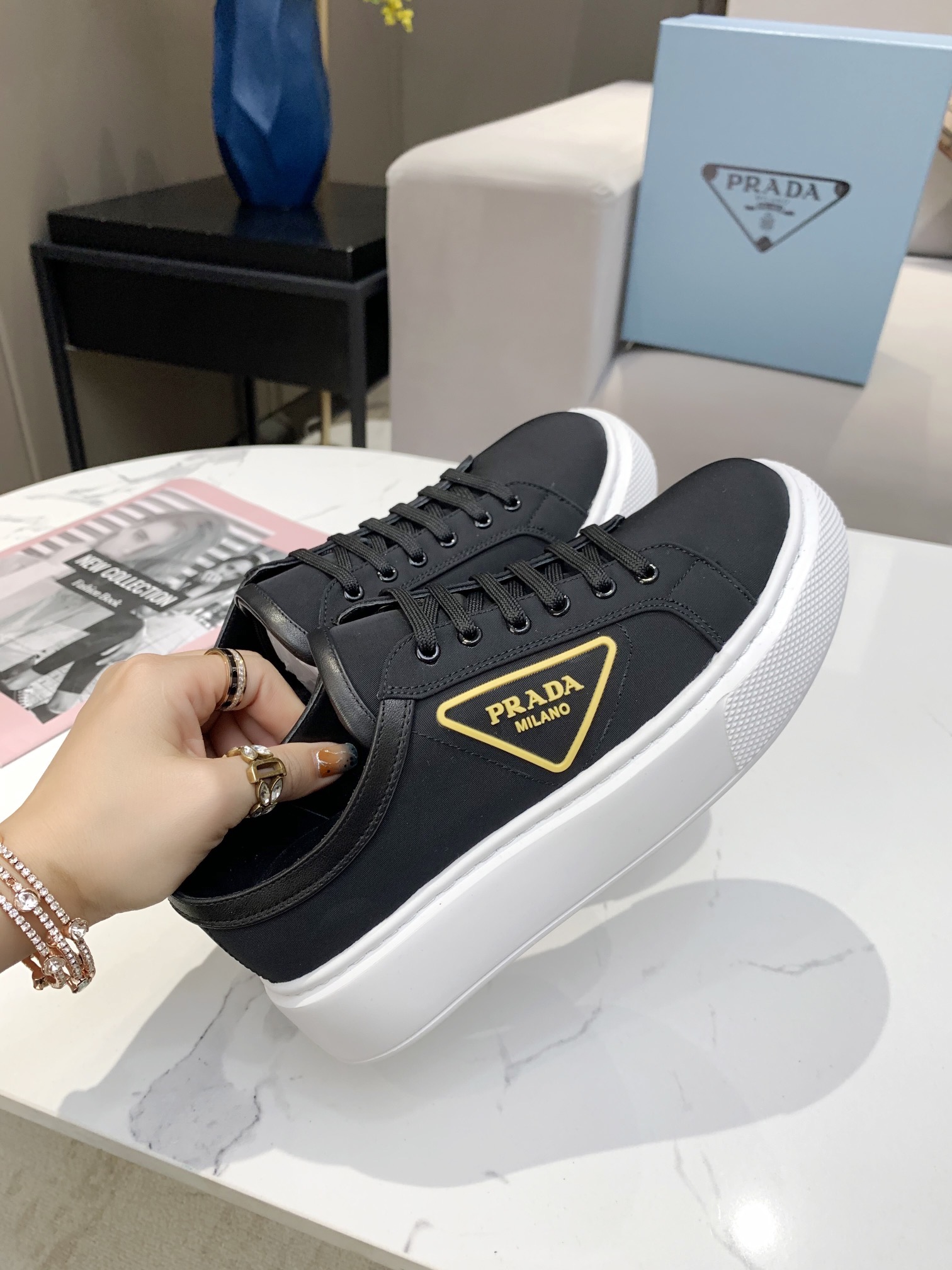 PRADA-NYLON-GABARDINE-SNEAKERS-BLACK-YELLOW-1E245M_W08_F0C5Z_F_045-02 PRADA NYLON GABARDINE SNEAKERS BLACK YELLOW 1E245M W08 F0C5Z F 045 02