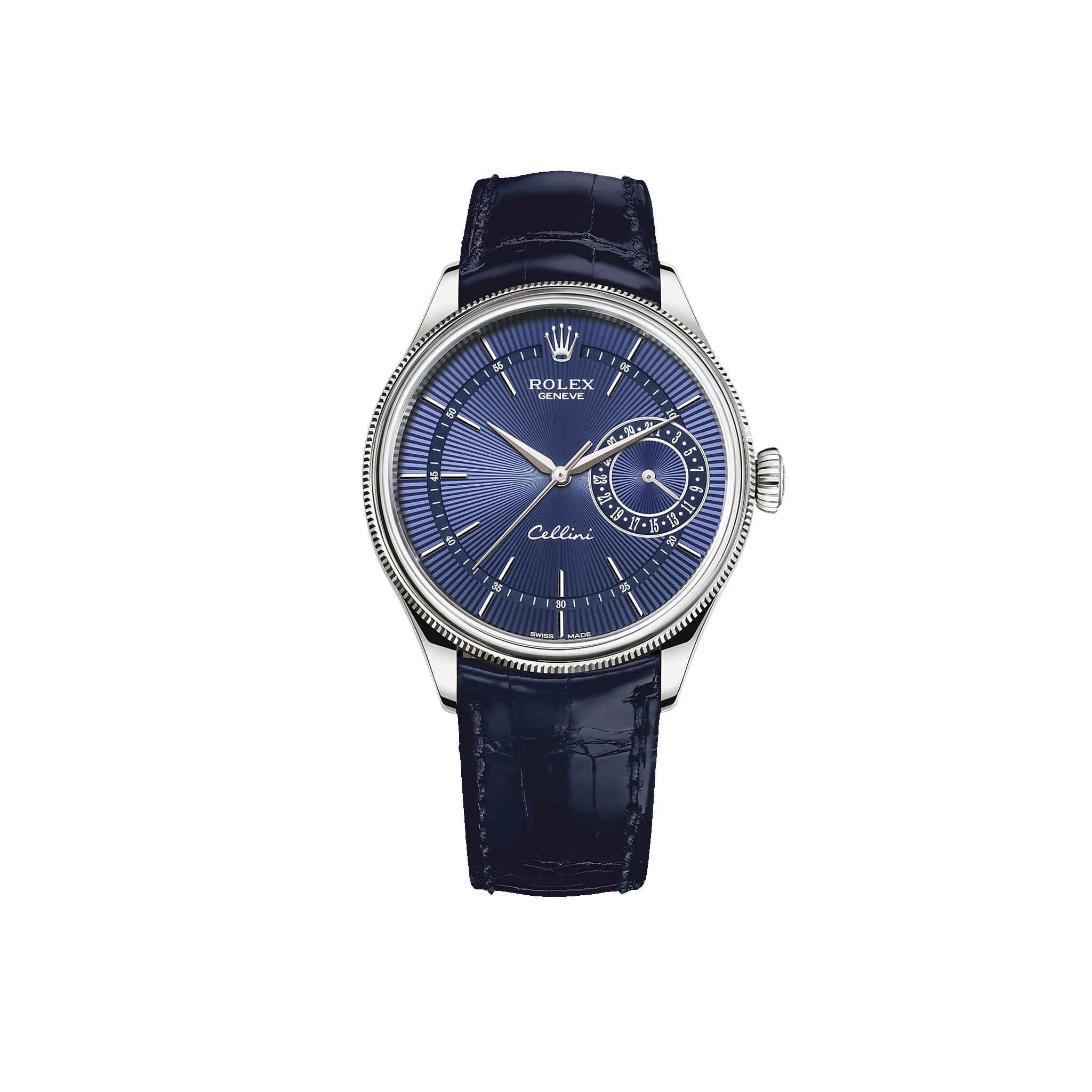 ROLEX-CELLINI-DATE-WHITE-GOLD-BLUE-ALLIGATOR-BLUE-50519-0011-0 ROLEX CELLINI DATE WHITE GOLD BLUE ALLIGATOR BLUE 50519 0011 0