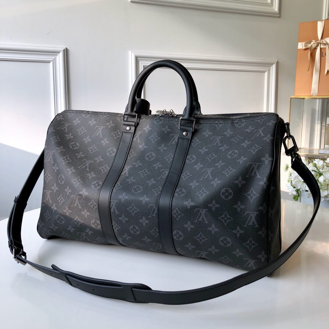 louis-vuitton-keepall-bandoulière-45-monogram-eclipse-travel-M40569-01 louis vuitton keepall bandouliere 45 monogram eclipse travel M40569 01
