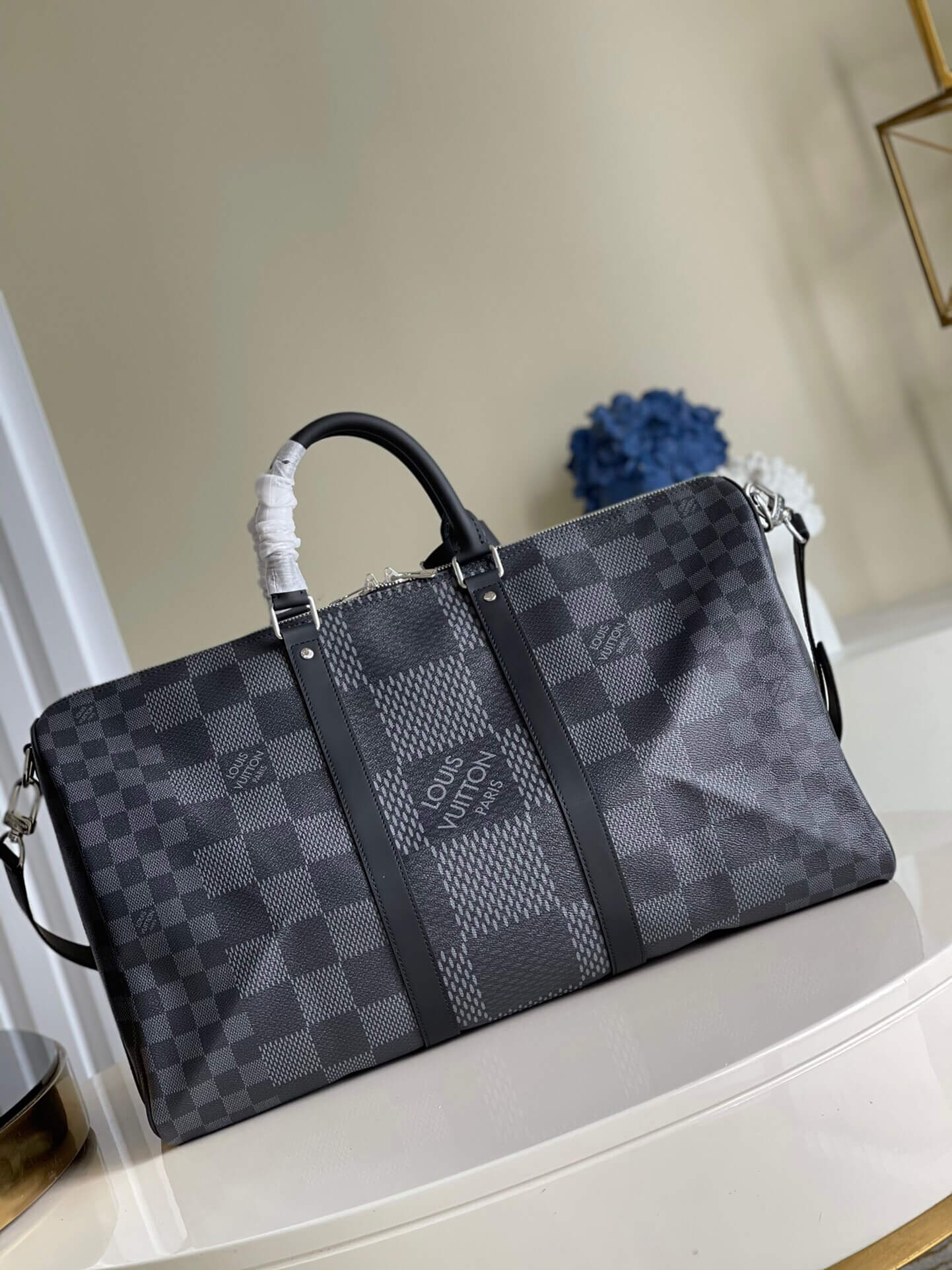 louis-vuitton-keepall-bandoulière-50-damier-graphite-travel-N50016-05 louis vuitton keepall bandouliere 50 damier graphite travel N50016 05