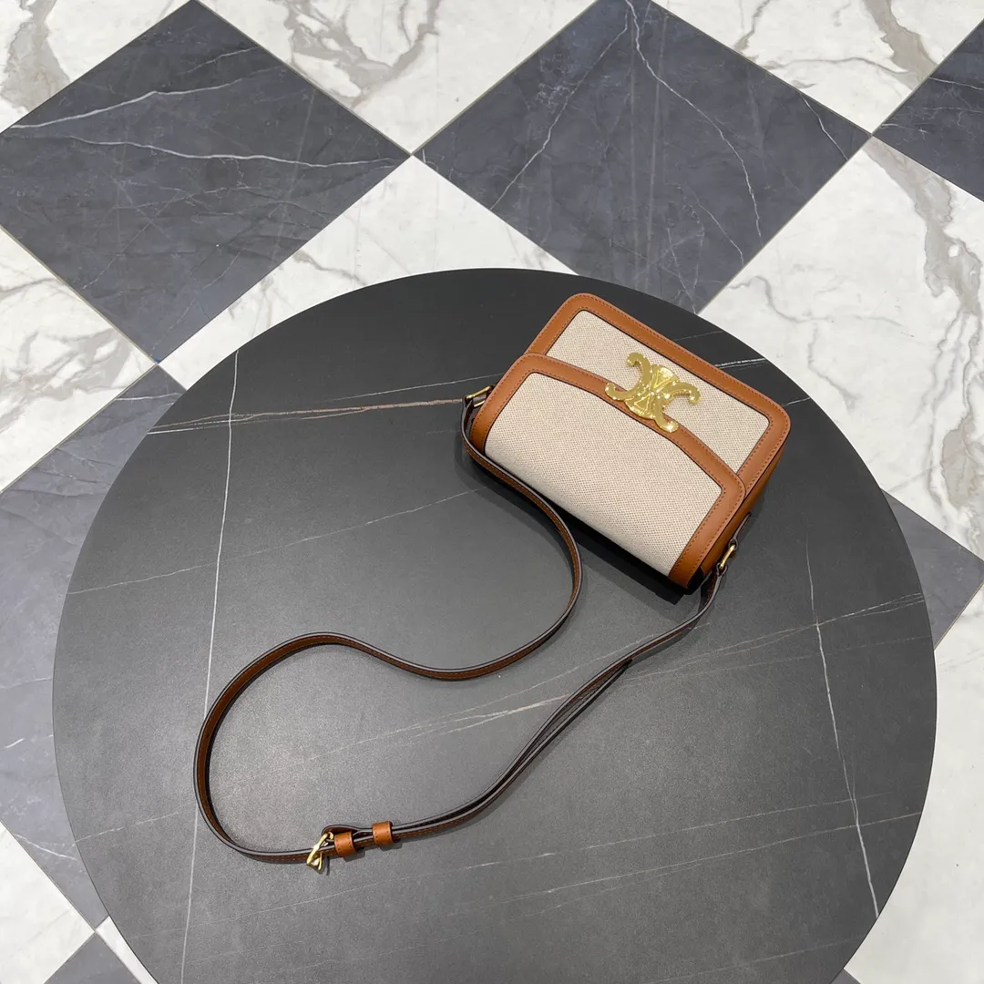 CELINE-TEEN-TRIOMPHE-BAG-IN-TEXTILE-AND-NATURAL-CALFSKIN-TAN-WHITE-188882BGI.04LV_9 CELINE TEEN TRIOMPHE BAG IN TEXTILE AND NATURAL CALFSKIN TAN WHITE 188882BGI.04LV 9