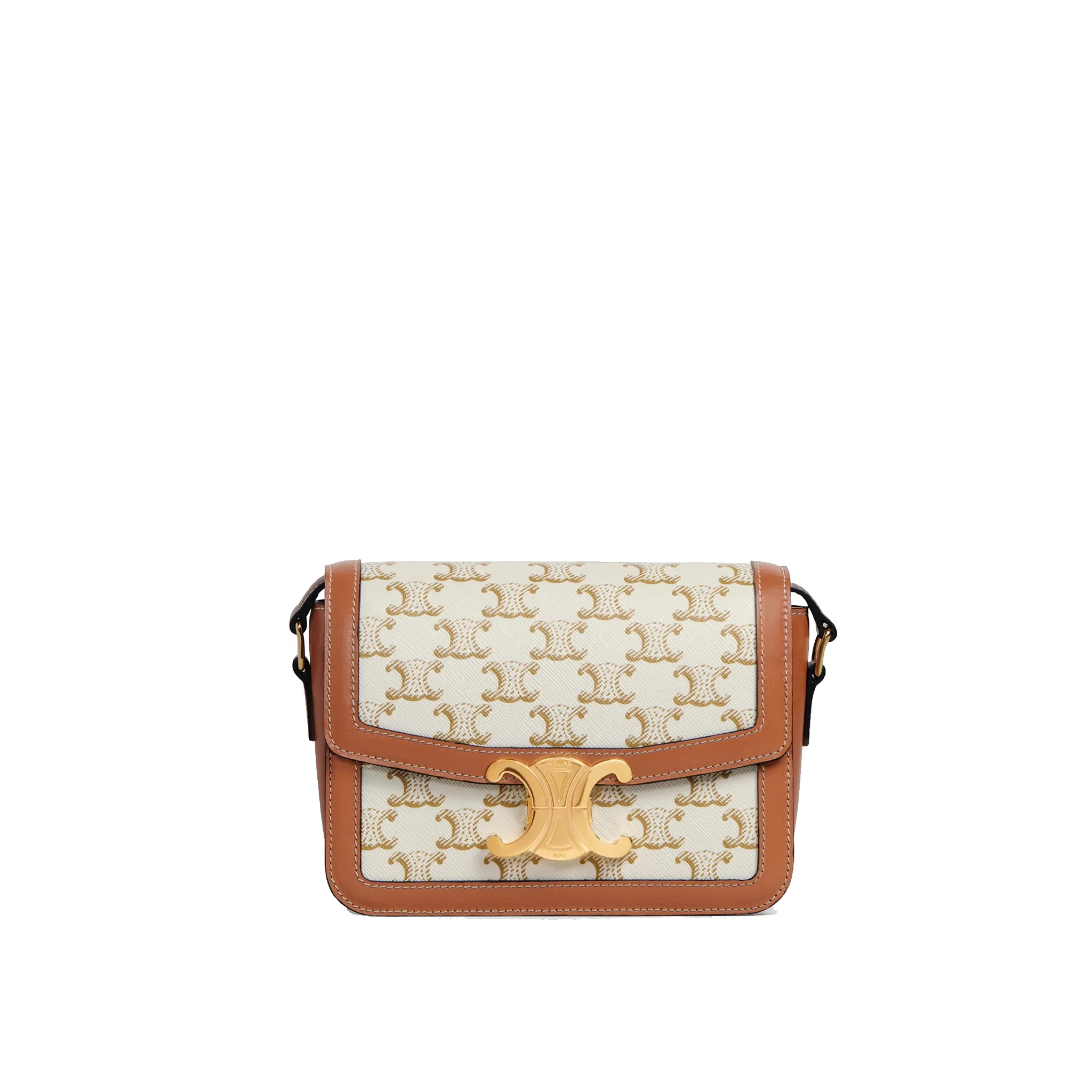 CELINE-TEEN-TRIOMPHE-BAG-IN-TRIOMPHE-CANVAS-AND-CALFSKIN-WHITE-188882BZ4.01BC CELINE TEEN TRIOMPHE BAG IN TRIOMPHE CANVAS AND CALFSKIN WHITE 188882BZ4.01BC