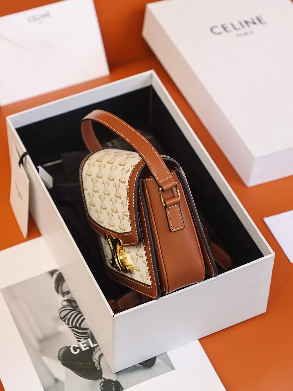 CELINE-TEEN-TRIOMPHE-BAG-IN-TRIOMPHE-CANVAS-AND-CALFSKIN-WHITE-188882BZ4.01BC_2 CELINE TEEN TRIOMPHE BAG IN TRIOMPHE CANVAS AND CALFSKIN WHITE 188882BZ4.01BC 2