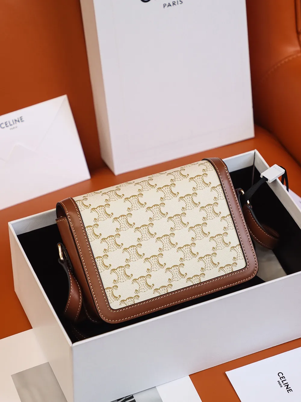 CELINE-TEEN-TRIOMPHE-BAG-IN-TRIOMPHE-CANVAS-AND-CALFSKIN-WHITE-188882BZ4.01BC_3 CELINE TEEN TRIOMPHE BAG IN TRIOMPHE CANVAS AND CALFSKIN WHITE 188882BZ4.01BC 3