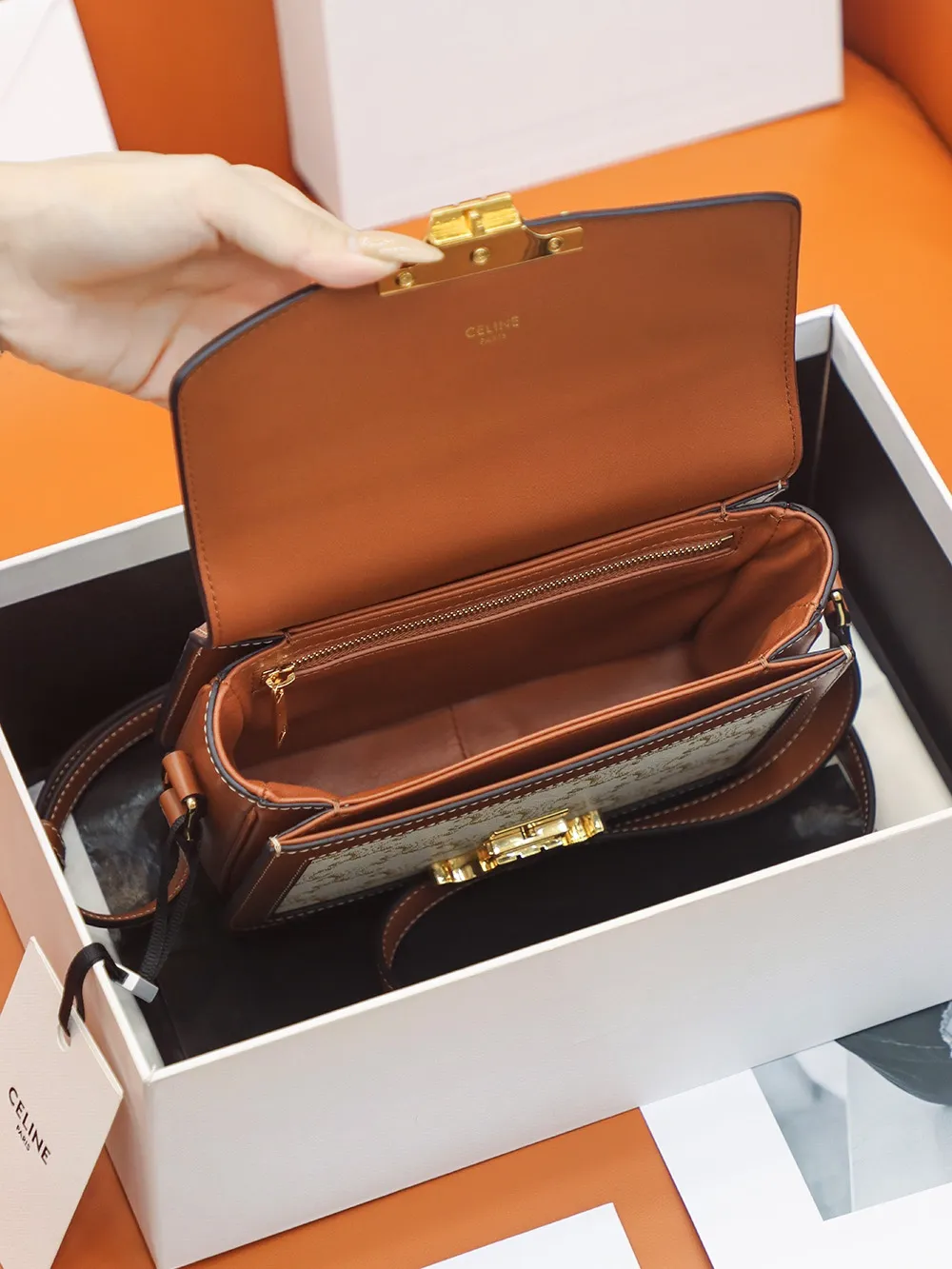 CELINE-TEEN-TRIOMPHE-BAG-IN-TRIOMPHE-CANVAS-AND-CALFSKIN-WHITE-188882BZ4.01BC_6 CELINE TEEN TRIOMPHE BAG IN TRIOMPHE CANVAS AND CALFSKIN WHITE 188882BZ4.01BC 6