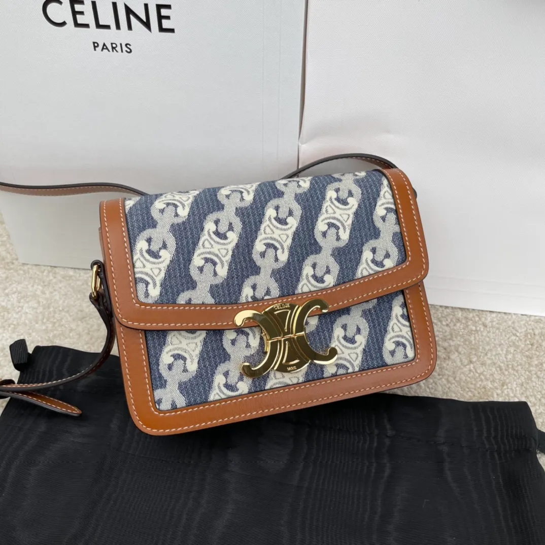 CELINE-TEEN-TRIOMPHE-BAG-WITH-TRIOMPHE-EMBROIDERY-CALFSKIN-NAVY-BLUE-188882DBA.07OC_1 CELINE TEEN TRIOMPHE BAG WITH TRIOMPHE EMBROIDERY CALFSKIN NAVY BLUE 188882DBA.07OC 1