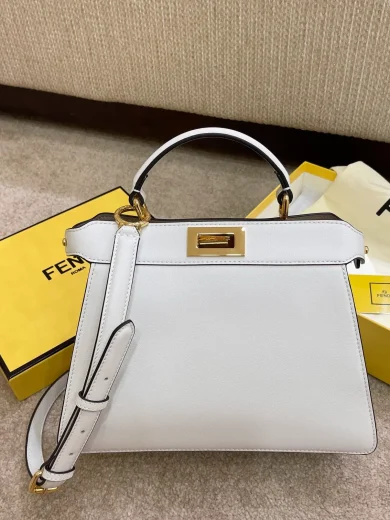 FENDI PEEKABOO ISEEU SMALL LEATHER BAG WHITE 8BN327AFL0F1E8C 1