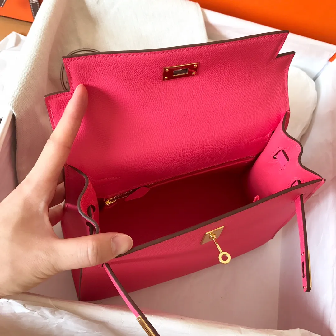 HERMES-KELLY-25-EPSOM-SELLIER-LEATHER-GOLD-HARDWARE-ROSE-LIPSTICK-PINK_9 HERMES KELLY 25 EPSOM SELLIER LEATHER GOLD HARDWARE ROSE LIPSTICK PINK 9