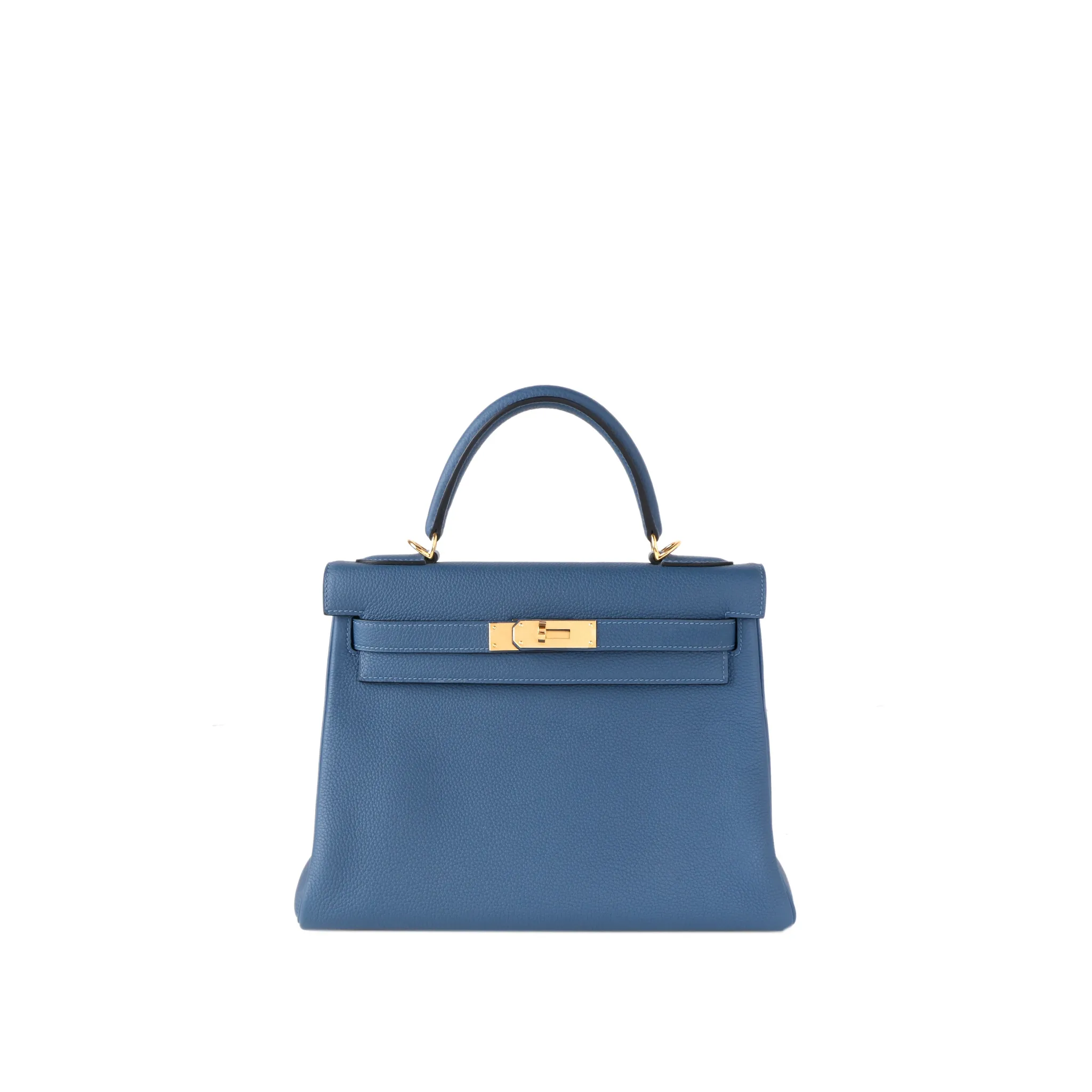 HERMES-KELLY-25-TOGO-RETOURNE-LEATHER-GOLD-HARDWARE-BLUE-AGATE HERMES KELLY 25 TOGO RETOURNE LEATHER GOLD HARDWARE BLUE AGATE