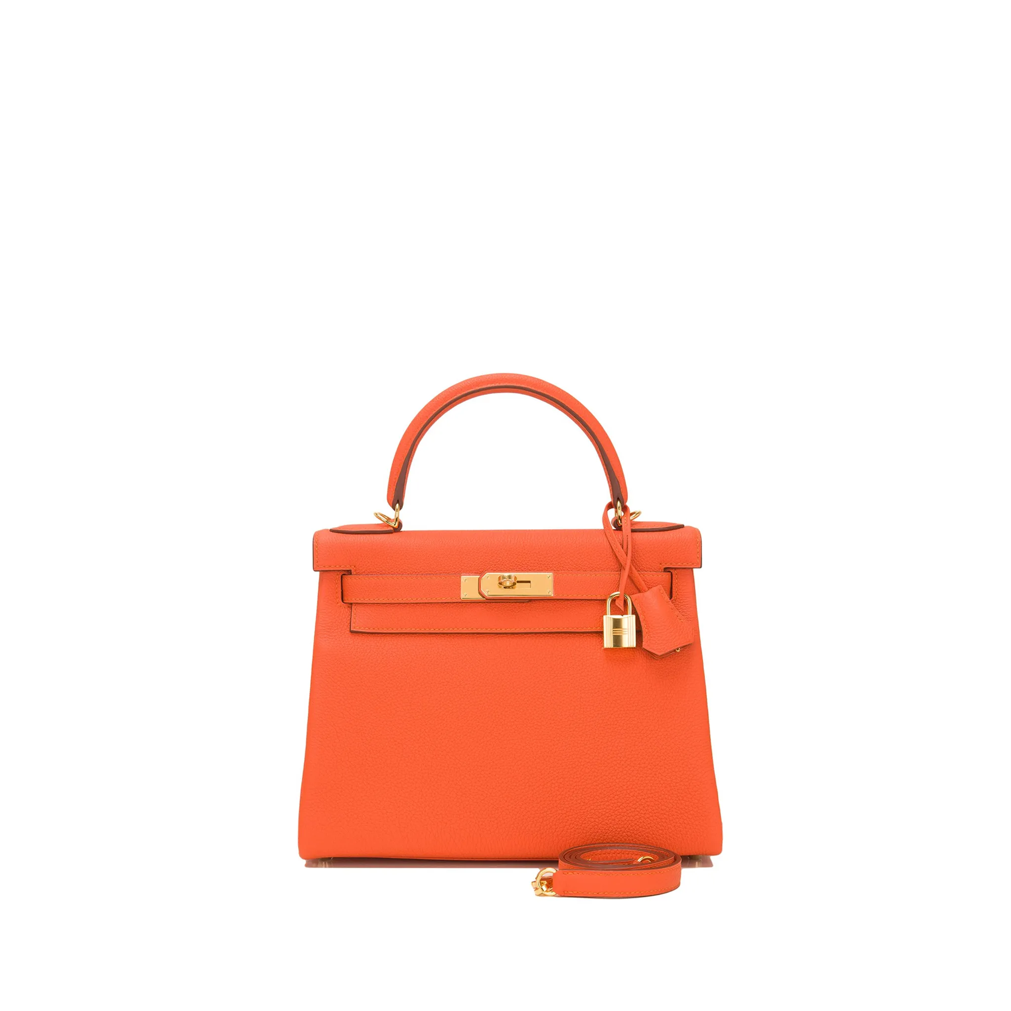 HERMES-KELLY-25-TOGO-RETOURNE-LEATHER-GOLD-HARDWARE-FEU HERMES KELLY 25 TOGO RETOURNE LEATHER GOLD HARDWARE FEU