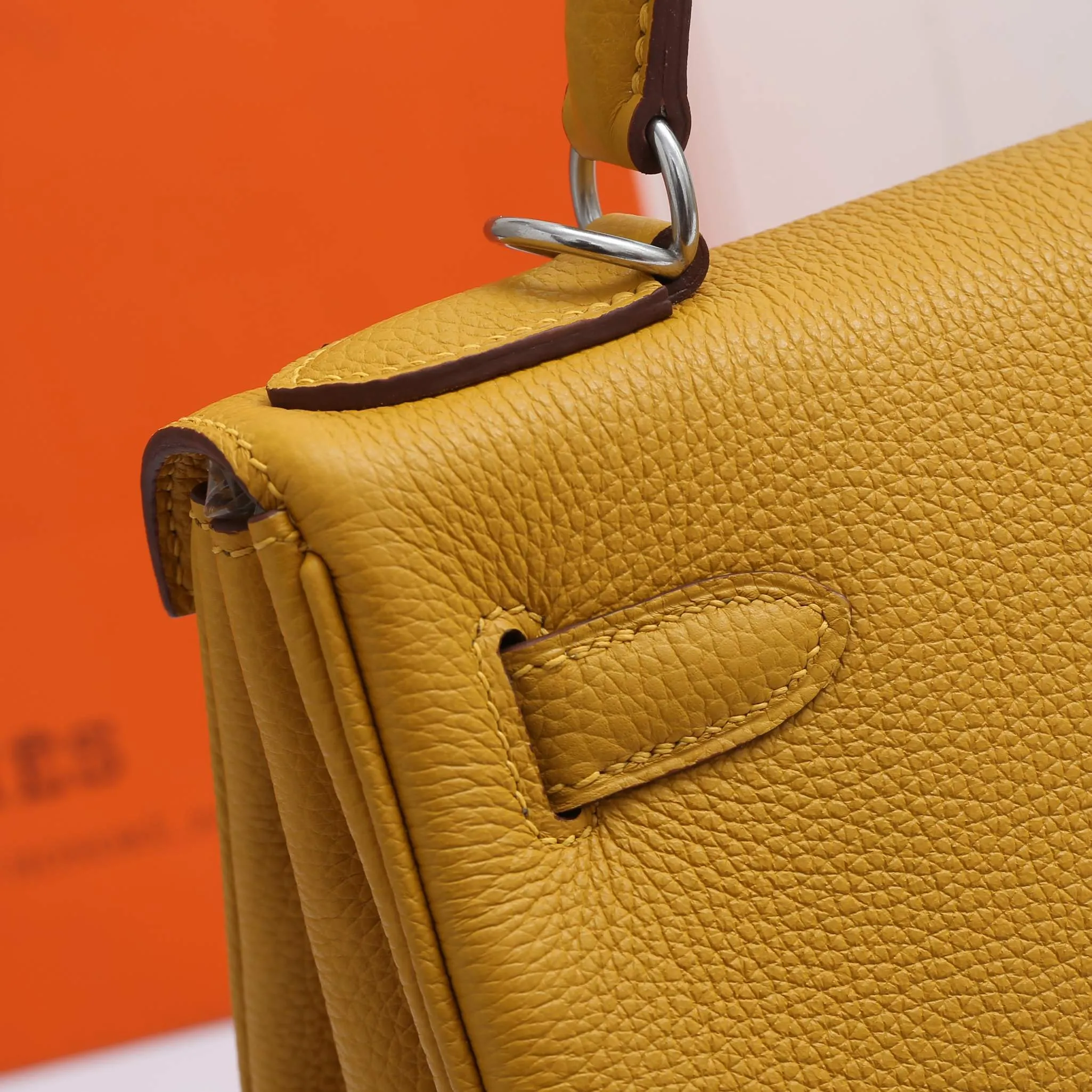 HERMES-KELLY-25-TOGO-RETOURNE-LEATHER-SILVER-HARDWARE-AMBRE_6 HERMES KELLY 25 TOGO RETOURNE LEATHER SILVER HARDWARE AMBRE 6