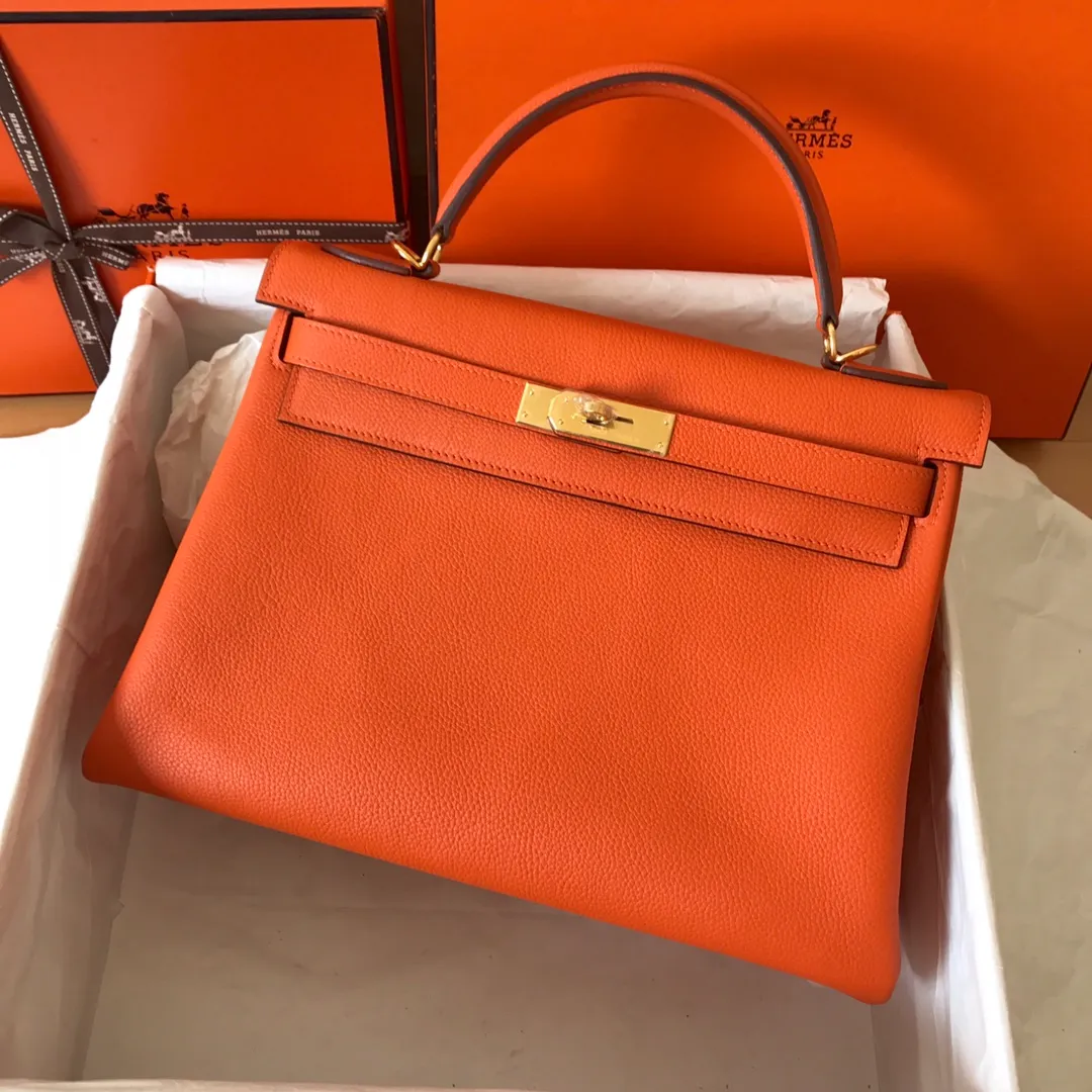 HERMES-KELLY-28-TOGO-RETOURNE-LEATHER-GOLD-HARDWARE-FEU_1 HERMES KELLY 28 TOGO RETOURNE LEATHER GOLD HARDWARE FEU 1