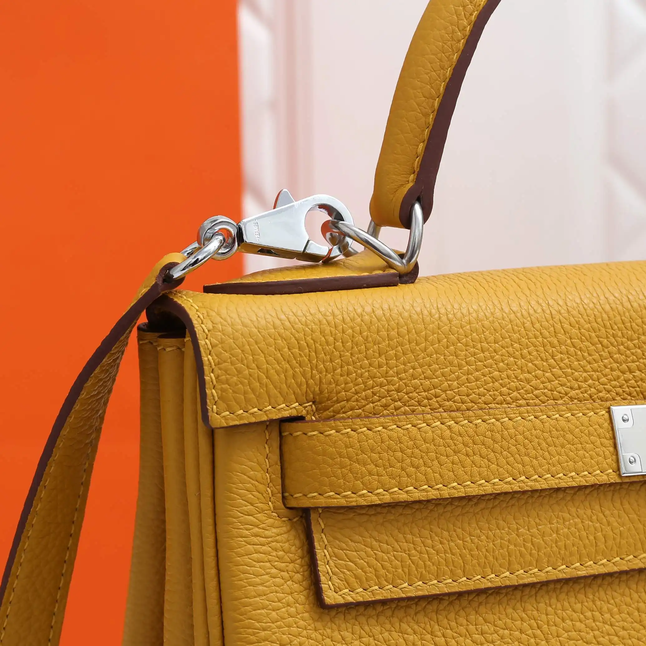 HERMES-KELLY-28-TOGO-RETOURNE-LEATHER-SILVER-HARDWARE-AMBRE_7 HERMES KELLY 28 TOGO RETOURNE LEATHER SILVER HARDWARE AMBRE 7