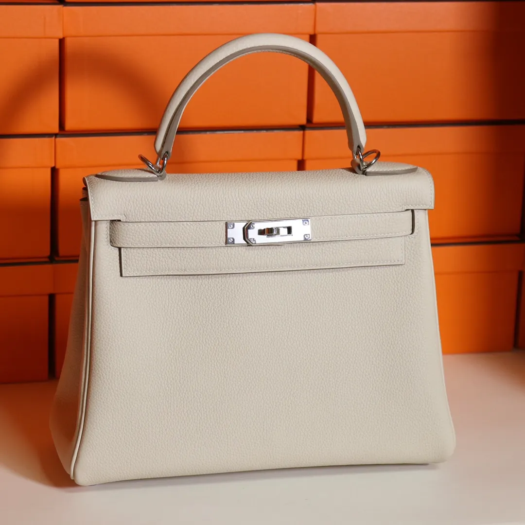 HERMES-KELLY-28-TOGO-RETOURNE-LEATHER-SILVER-HARDWARE-BETON_1 HERMES KELLY 28 TOGO RETOURNE LEATHER SILVER HARDWARE BETON 1
