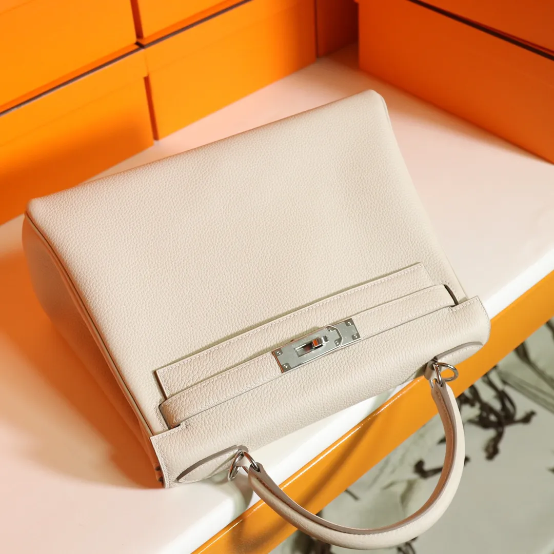 HERMES-KELLY-28-TOGO-RETOURNE-LEATHER-SILVER-HARDWARE-BETON_5 HERMES KELLY 28 TOGO RETOURNE LEATHER SILVER HARDWARE BETON 5