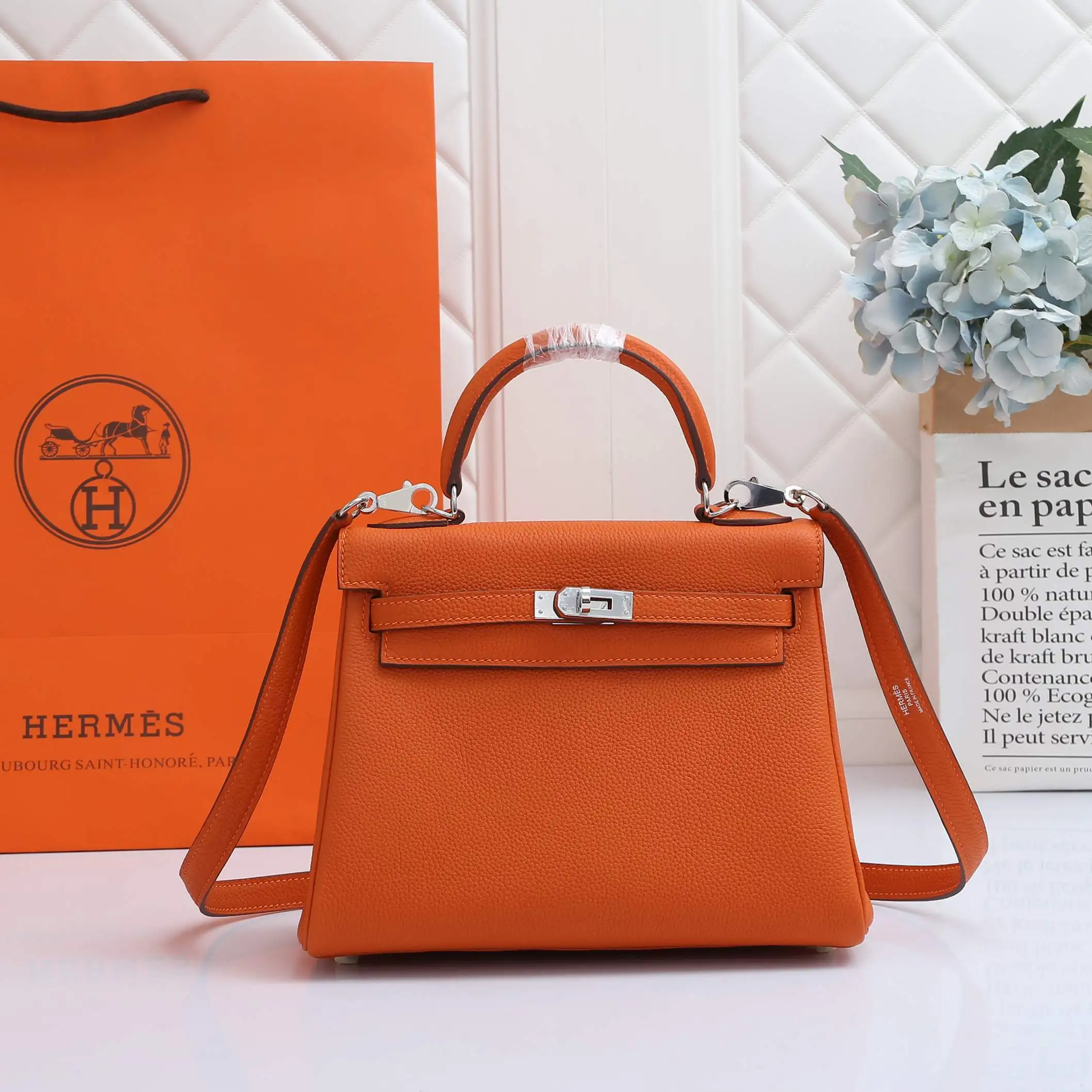 HERMES-KELLY-28-TOGO-RETOURNE-LEATHER-SILVER-HARDWARE-FEU_1 HERMES KELLY 28 TOGO RETOURNE LEATHER SILVER HARDWARE FEU 1
