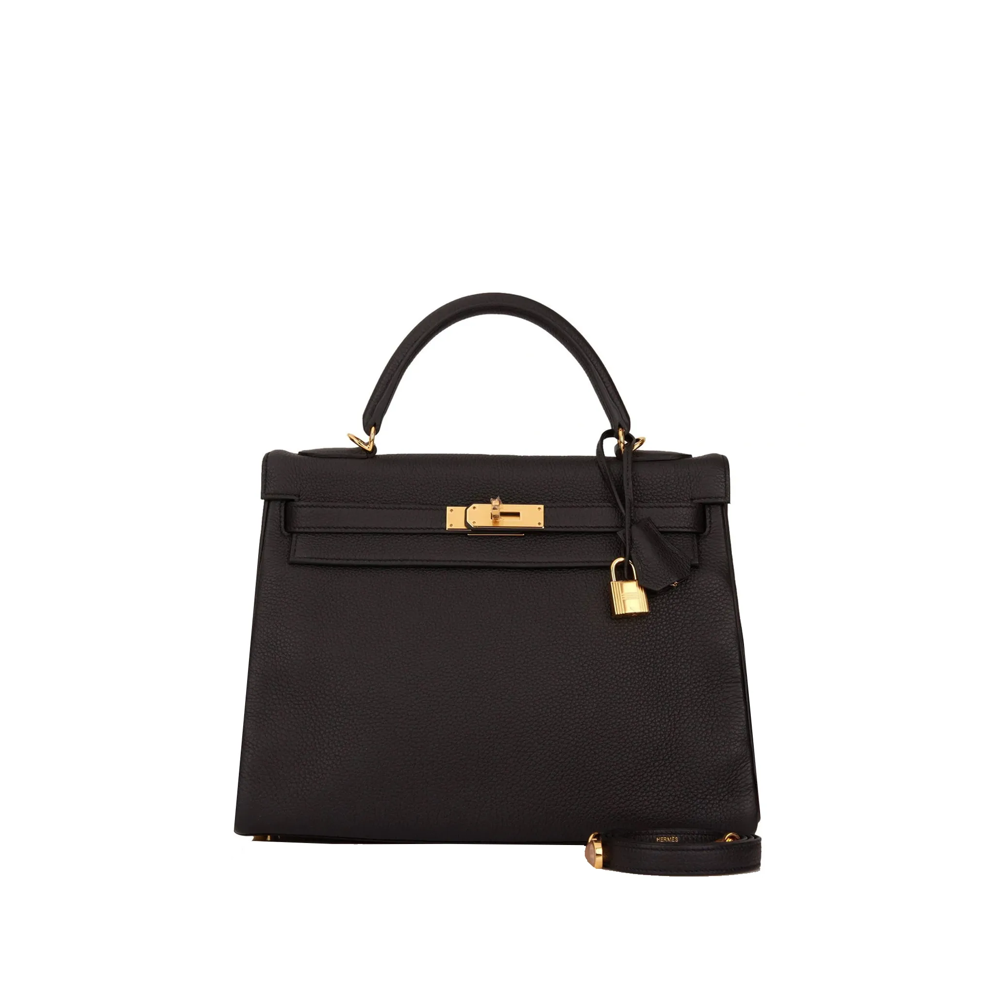 HERMES-KELLY-32-TOGO-RETOURNE-LEATHER-GOLD-HARDWARE-BLACK HERMES KELLY 32 TOGO RETOURNE LEATHER GOLD HARDWARE BLACK