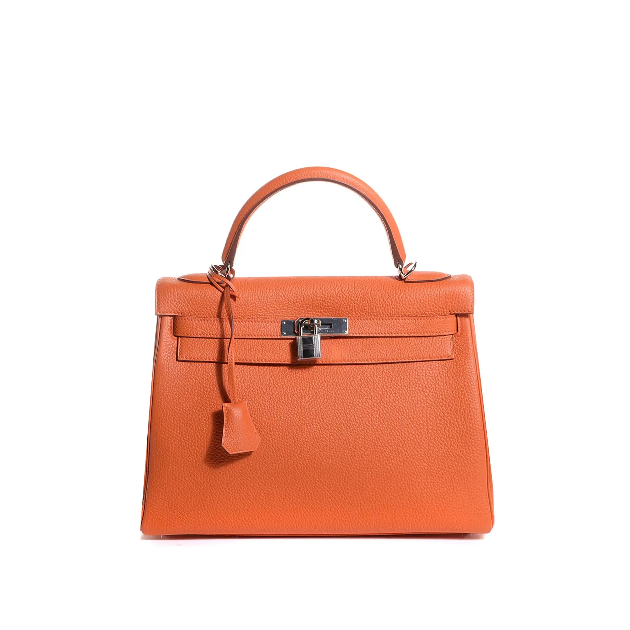 HERMES-KELLY-32-TOGO-RETOURNE-LEATHER-SILVER-HARDWARE-FEU HERMES KELLY 32 TOGO RETOURNE LEATHER SILVER HARDWARE FEU