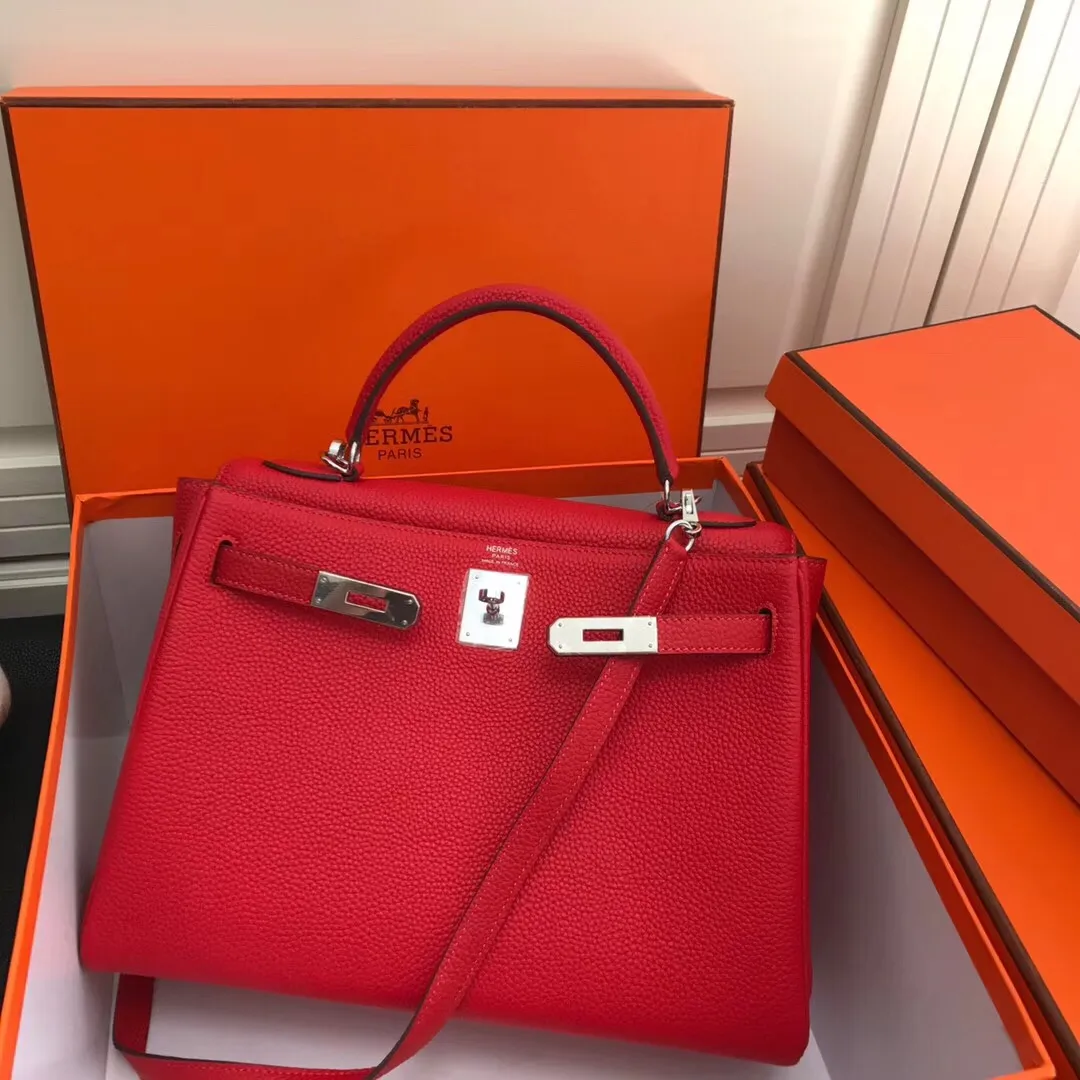 HERMES-KELLY-32-TOGO-RETOURNE-LEATHER-SILVER-HARDWARE-ROUGE-CASAQUE_3 HERMES KELLY 32 TOGO RETOURNE LEATHER SILVER HARDWARE ROUGE CASAQUE 3