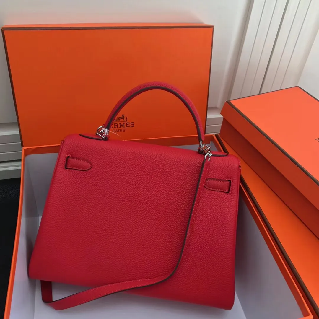 HERMES-KELLY-32-TOGO-RETOURNE-LEATHER-SILVER-HARDWARE-ROUGE-CASAQUE_4 HERMES KELLY 32 TOGO RETOURNE LEATHER SILVER HARDWARE ROUGE CASAQUE 4