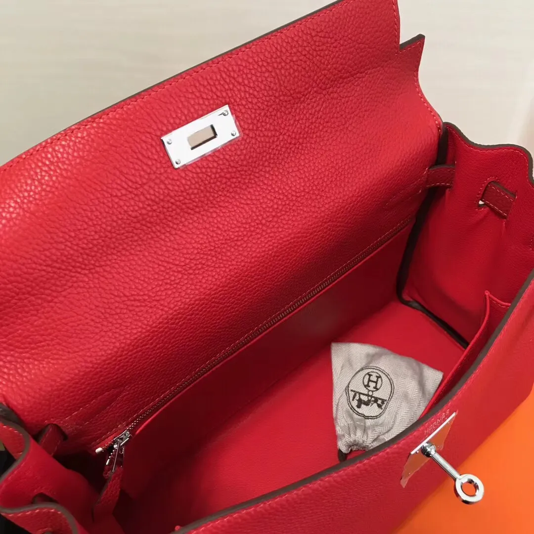 HERMES-KELLY-32-TOGO-RETOURNE-LEATHER-SILVER-HARDWARE-ROUGE-CASAQUE_6 HERMES KELLY 32 TOGO RETOURNE LEATHER SILVER HARDWARE ROUGE CASAQUE 6