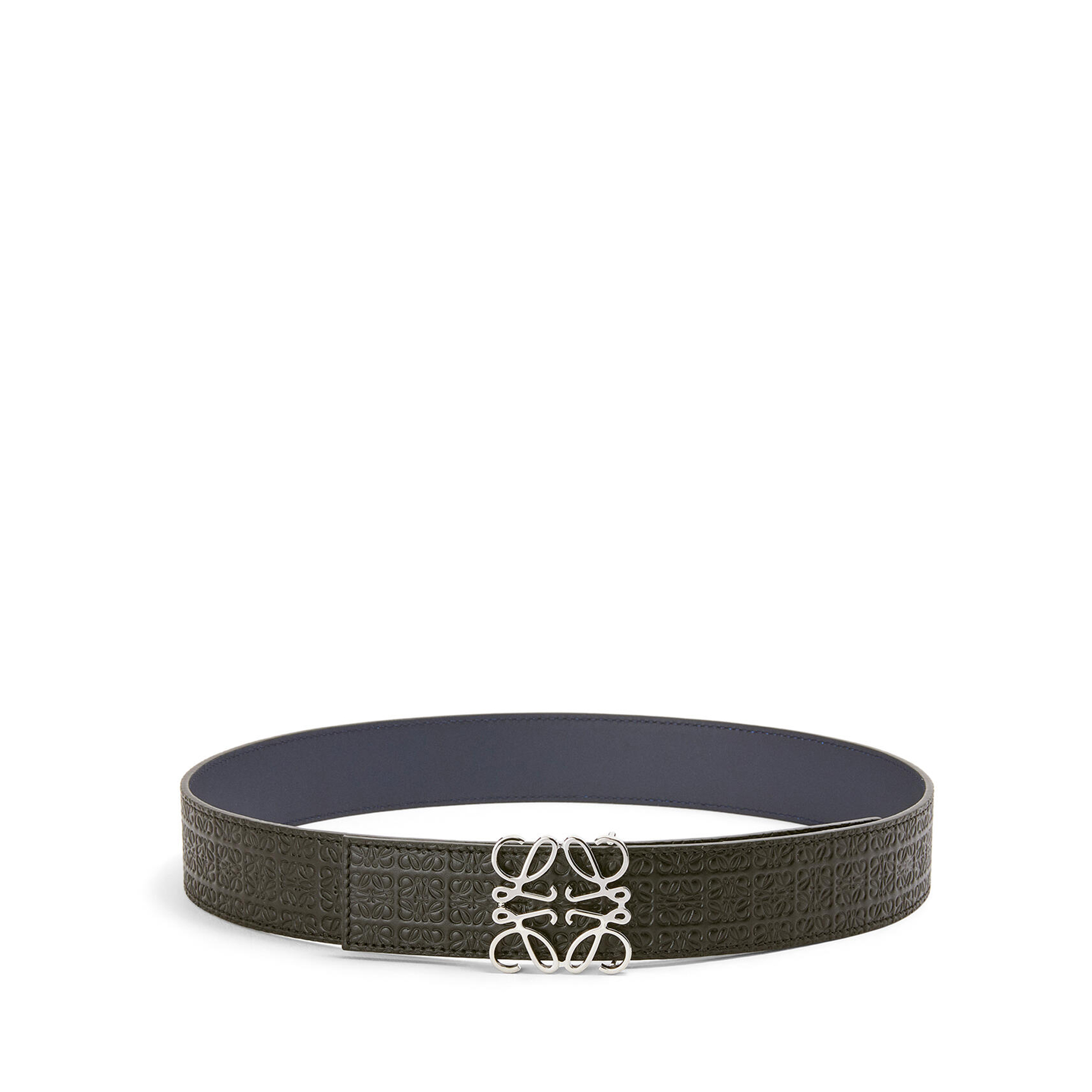 LOEWE-ANAGRAM-BELT-IN-EMBOSSED-SILK-CALFSKIN-AND-SMOOTH-CALFSKIN-BLACK-E619238X10-5774 LOEWE ANAGRAM BELT IN EMBOSSED SILK CALFSKIN AND SMOOTH CALFSKIN BLACK E619238X10 5774