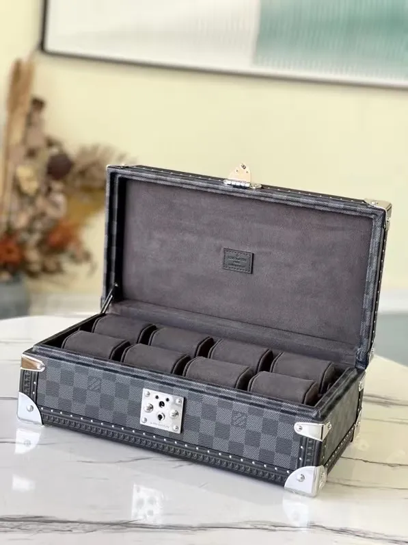 LOUIS-VUITTON-COFFRET-8-WATCH-CASE-DAMIER-GRAPHITE-CANVAS-N48194_5 LOUIS VUITTON COFFRET 8 WATCH CASE DAMIER GRAPHITE CANVAS N48194 5