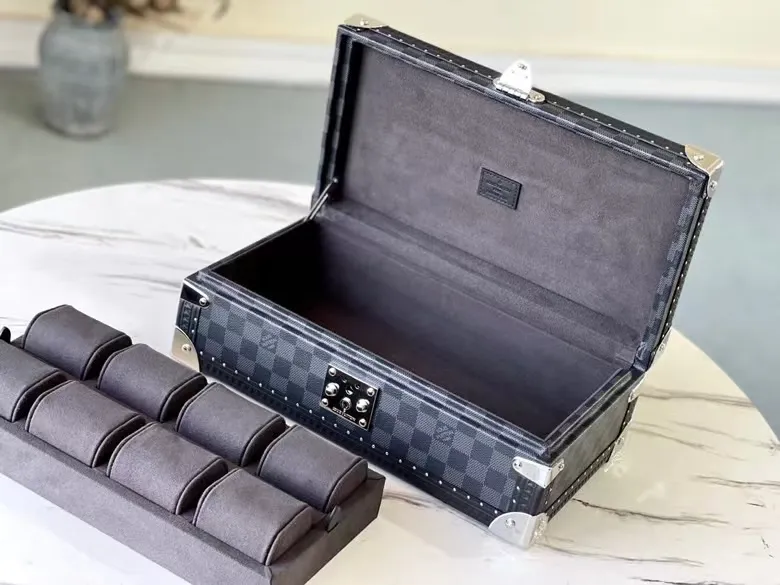 LOUIS-VUITTON-COFFRET-8-WATCH-CASE-DAMIER-GRAPHITE-CANVAS-N48194_6 LOUIS VUITTON COFFRET 8 WATCH CASE DAMIER GRAPHITE CANVAS N48194 6