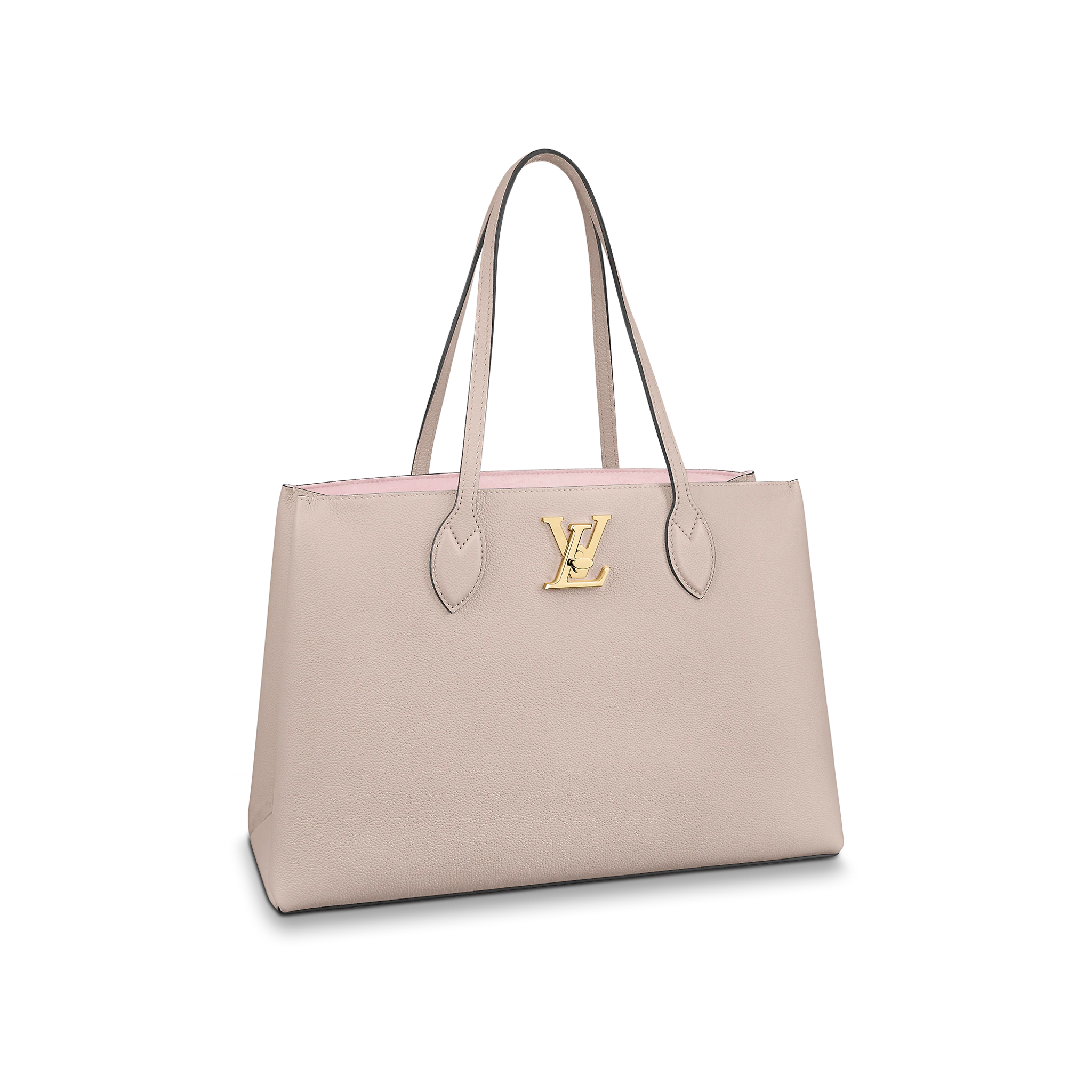 LOUIS VUITTON LOCKME SHOPPER HANDBAG GRAINED CALF LEATHER GREIGE M57346 LOUIS VUITTON LOCKME SHOPPER HANDBAG GRAINED CALF LEATHER GREIGE M57346