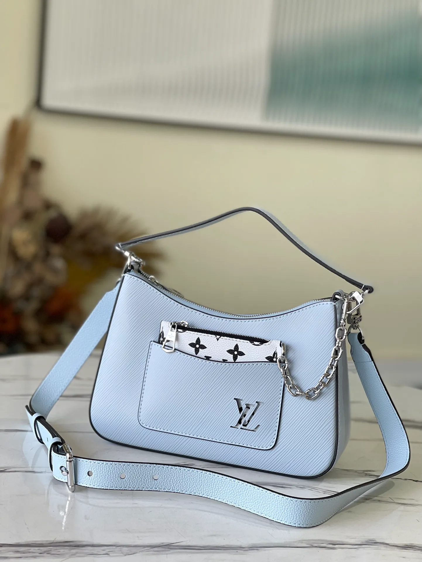 LOUIS VUITTON MARELLE HANDBAG EPI GRAINED COWHIDE LEATHER BLEU NUAGE BLUE M59486_1 LOUIS VUITTON MARELLE HANDBAG EPI GRAINED COWHIDE LEATHER BLEU NUAGE BLUE M59486 1