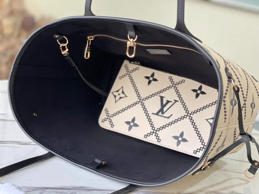 LOUIS VUITTON NEVERFULL MM GRAINED COWHIDE LEATHER BEIGE M46039_5 LOUIS VUITTON NEVERFULL MM GRAINED COWHIDE LEATHER BEIGE M46039 5