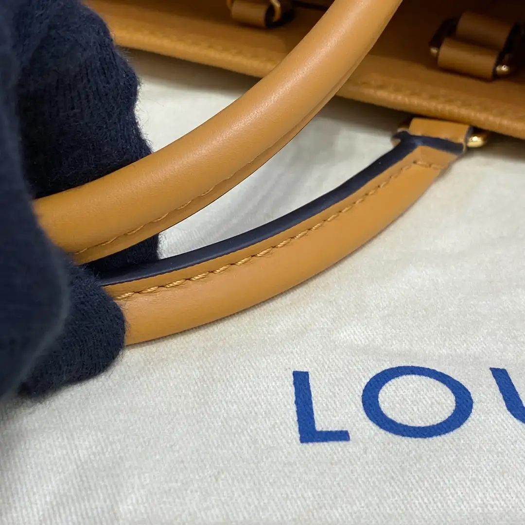 LOUIS VUITTON ONTHEGO MM EMBROIDERED GRAINED COWHIDE LEATHER ARIZONA BROWN M46015_8 LOUIS VUITTON ONTHEGO MM EMBROIDERED GRAINED COWHIDE LEATHER ARIZONA BROWN M46015 8