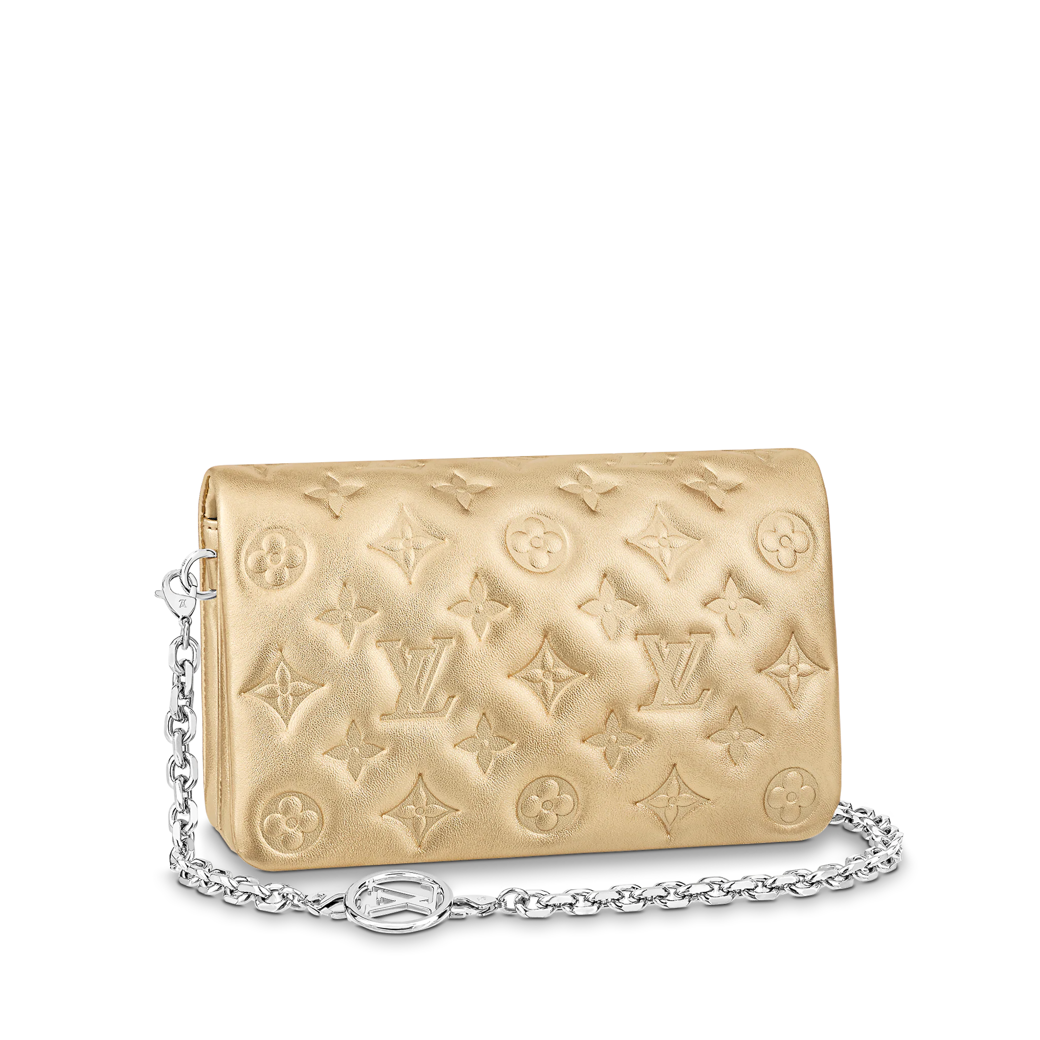 LOUIS VUITTON POCHETTE COUSSIN HANDBAG MONOGRAM-EMBOSSED LAMBSKIN GOLD M80999 LOUIS VUITTON POCHETTE COUSSIN HANDBAG MONOGRAM EMBOSSED LAMBSKIN GOLD M80999