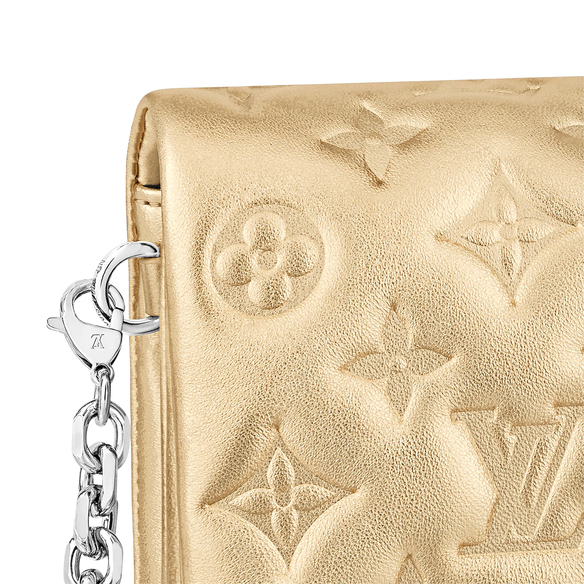 LOUIS VUITTON POCHETTE COUSSIN HANDBAG MONOGRAM-EMBOSSED LAMBSKIN GOLD M80999_1 LOUIS VUITTON POCHETTE COUSSIN HANDBAG MONOGRAM EMBOSSED LAMBSKIN GOLD M80999 1