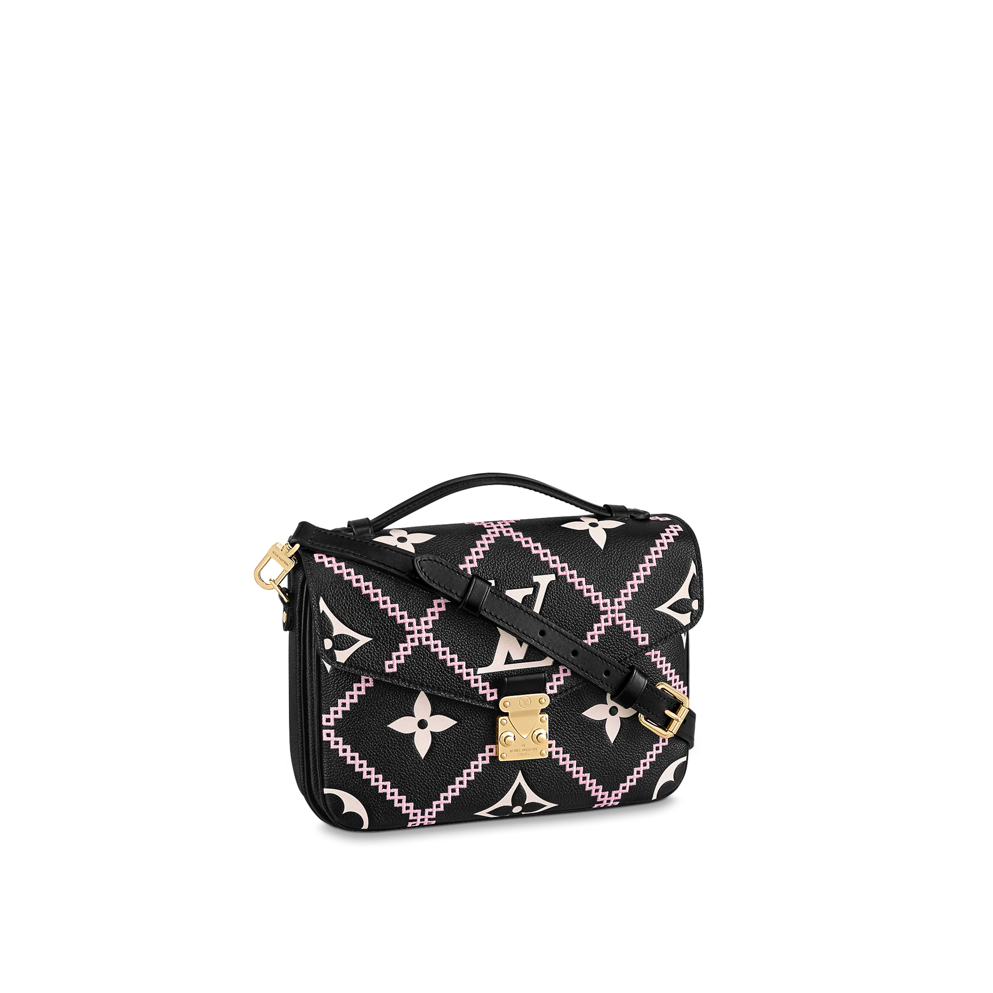 LOUIS VUITTON POCHETTE MÉTIS GRAINED COWHIDE LEATHER HANDBAG BLACK M46028 LOUIS VUITTON POCHETTE METIS GRAINED COWHIDE LEATHER HANDBAG BLACK M46028