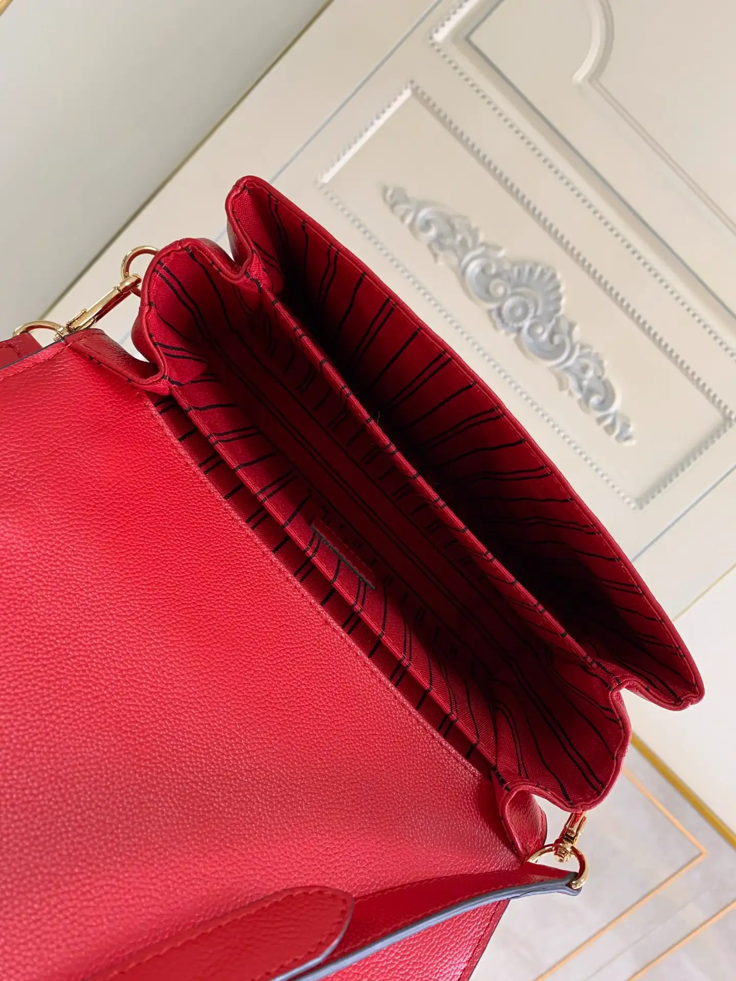 LOUIS VUITTON POCHETTE MÉTIS HANDBAG GRAINED COWHIDE LEATHER RED M44155_9 LOUIS VUITTON POCHETTE METIS HANDBAG GRAINED COWHIDE LEATHER RED M44155 9