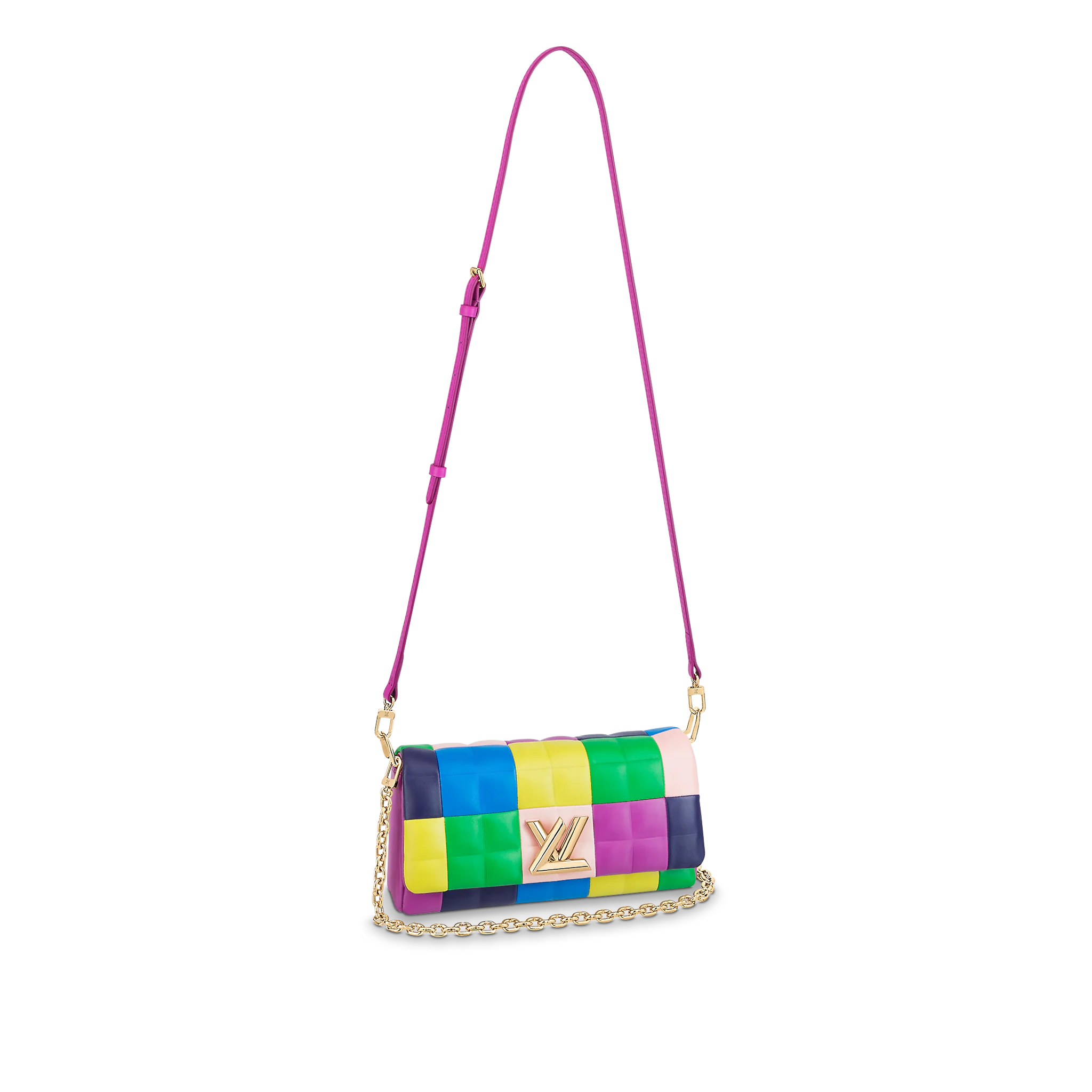 LOUIS VUITTON POCHETTE TWIST NAPPA PIXEL LAMBSKIN PATCHWORK MULTICOLOR BLUE M59588 LOUIS VUITTON POCHETTE TWIST NAPPA PIXEL LAMBSKIN PATCHWORK MULTICOLOR BLUE M59588