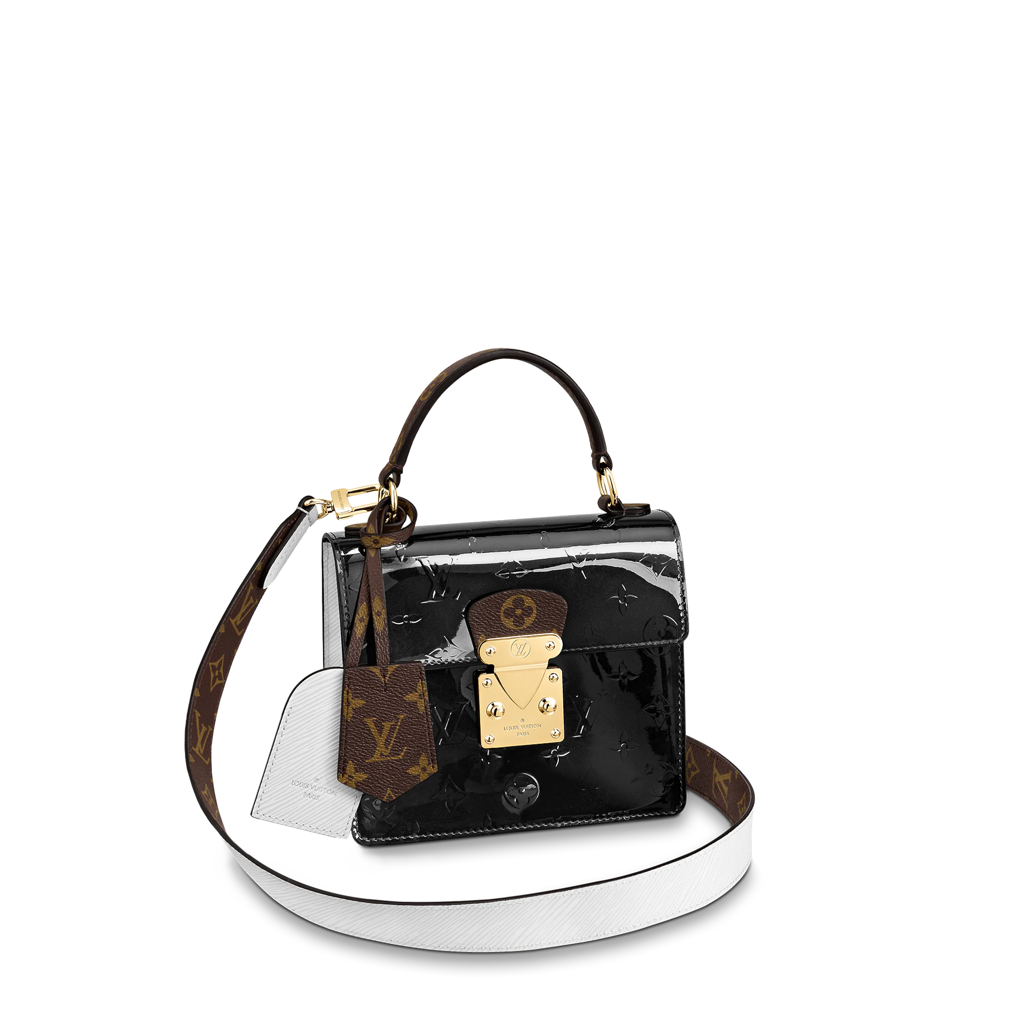 LOUIS VUITTON SPRING STREET HANDBAG DEBOSSED MONOGRAM VERNIS LEATHER BLACK M90375 LOUIS VUITTON SPRING STREET HANDBAG DEBOSSED MONOGRAM VERNIS LEATHER BLACK M90375