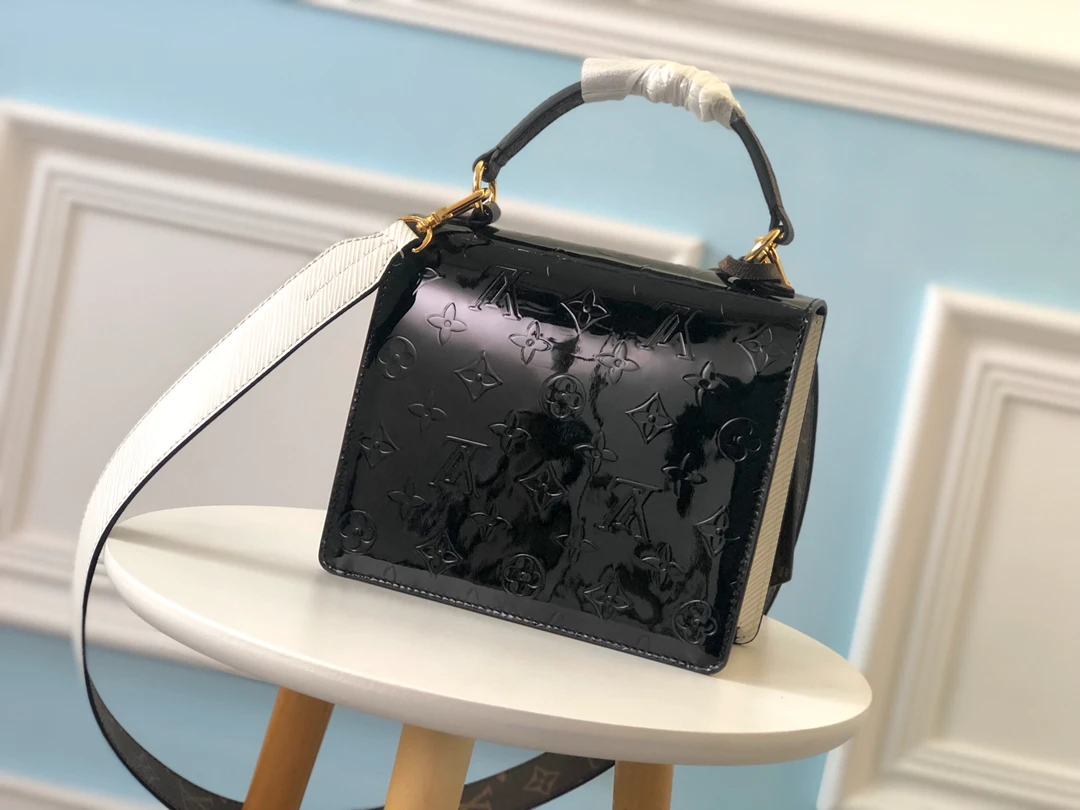 LOUIS VUITTON SPRING STREET HANDBAG DEBOSSED MONOGRAM VERNIS LEATHER BLACK M90375_03 LOUIS VUITTON SPRING STREET HANDBAG DEBOSSED MONOGRAM VERNIS LEATHER BLACK M90375 03