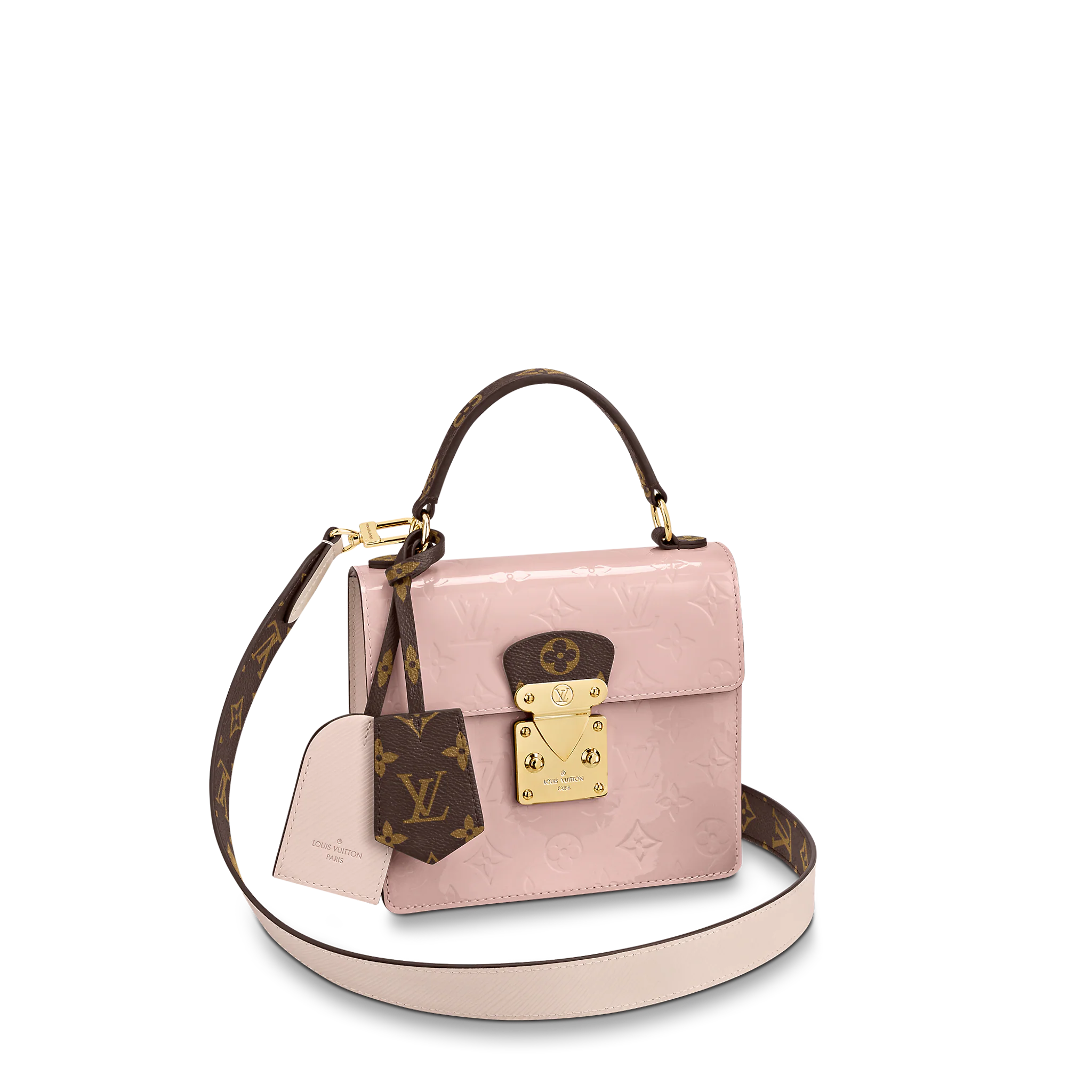 LOUIS VUITTON SPRING STREET HANDBAG DEBOSSED MONOGRAM VERNIS LEATHER PINK M90468 LOUIS VUITTON SPRING STREET HANDBAG DEBOSSED MONOGRAM VERNIS LEATHER PINK M90468