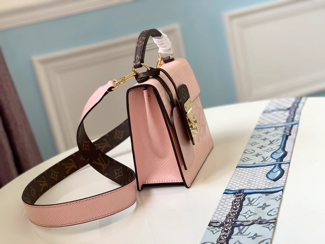 LOUIS VUITTON SPRING STREET HANDBAG DEBOSSED MONOGRAM VERNIS LEATHER PINK M90468_2 LOUIS VUITTON SPRING STREET HANDBAG DEBOSSED MONOGRAM VERNIS LEATHER PINK M90468 2