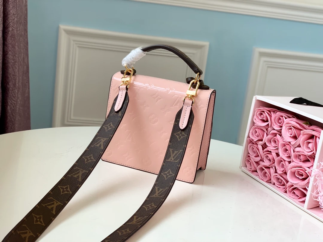 LOUIS VUITTON SPRING STREET HANDBAG DEBOSSED MONOGRAM VERNIS LEATHER PINK M90468_3 LOUIS VUITTON SPRING STREET HANDBAG DEBOSSED MONOGRAM VERNIS LEATHER PINK M90468 3