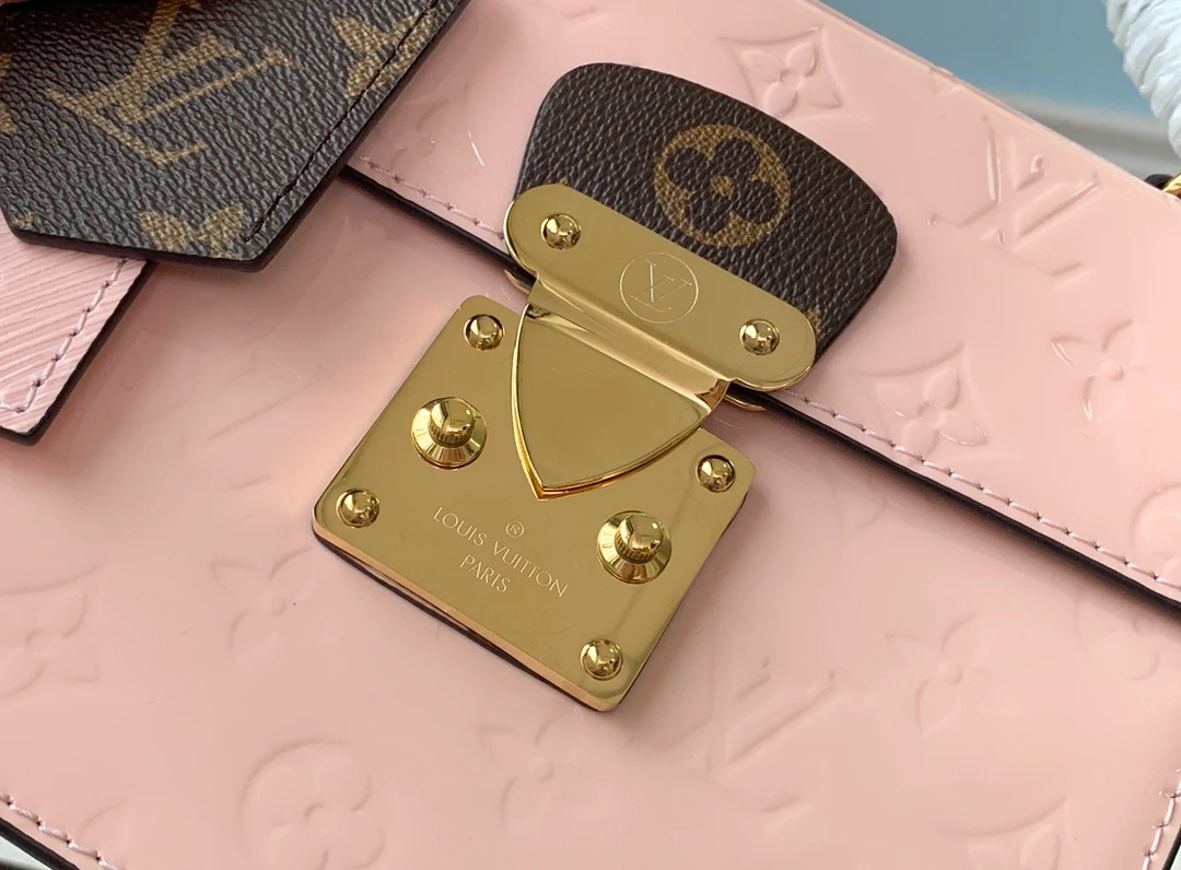 LOUIS VUITTON SPRING STREET HANDBAG DEBOSSED MONOGRAM VERNIS LEATHER PINK M90468_6 LOUIS VUITTON SPRING STREET HANDBAG DEBOSSED MONOGRAM VERNIS LEATHER PINK M90468 6