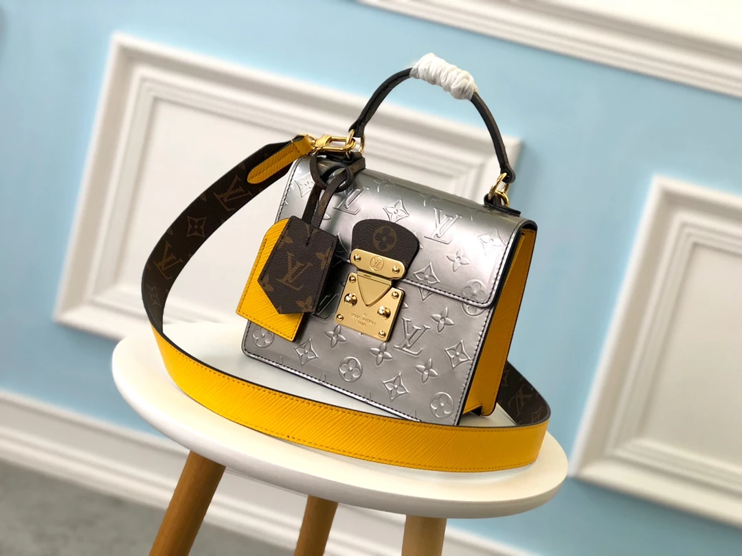 LOUIS VUITTON SPRING STREET HANDBAG DEBOSSED MONOGRAM VERNIS LEATHER SILVER M90376_1 LOUIS VUITTON SPRING STREET HANDBAG DEBOSSED MONOGRAM VERNIS LEATHER SILVER M90376 1