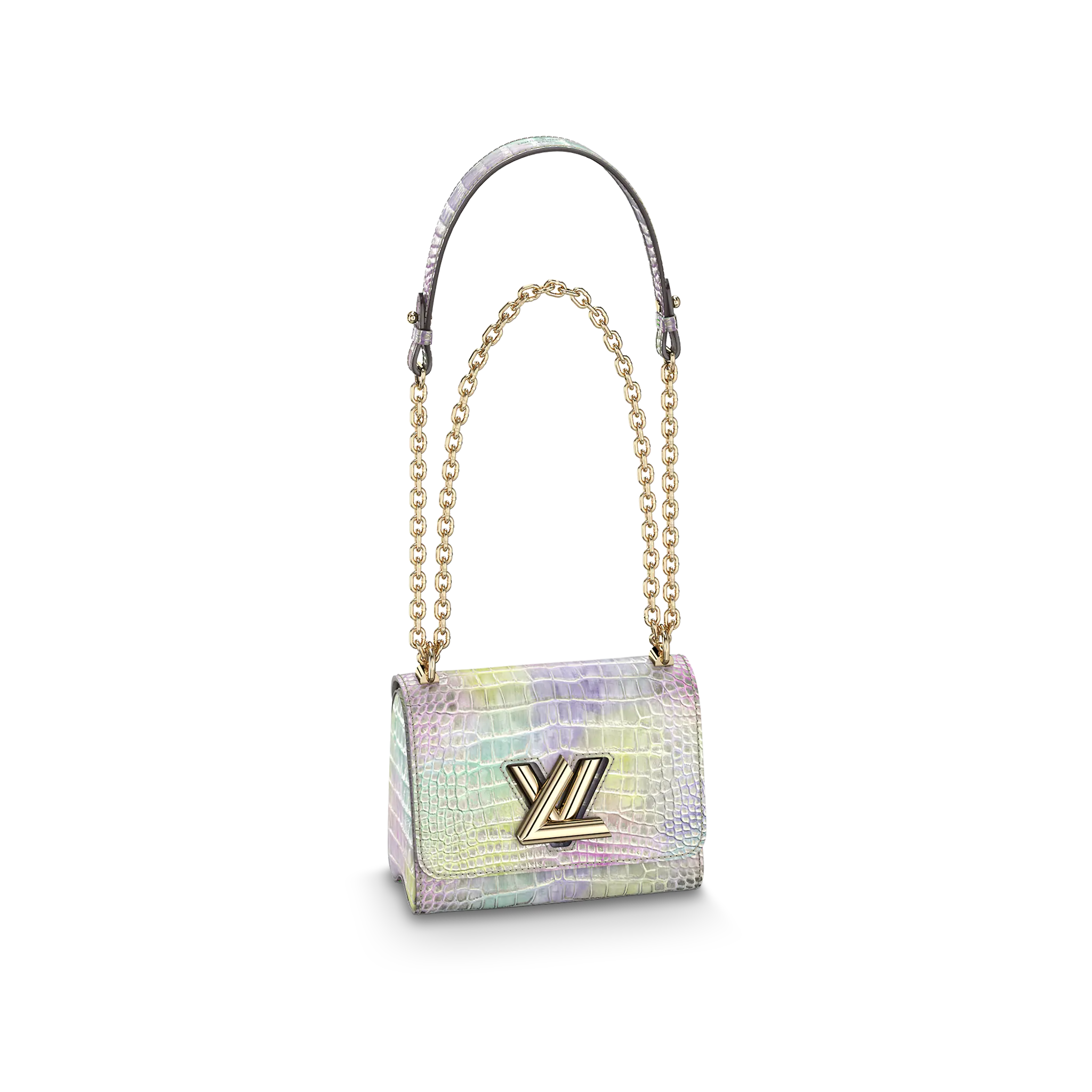 LOUIS VUITTON TWIST MINI HANDBAG BRILLIANT ALLIGATOR LEATHER PACIFIC CORAL REEF N80859 LOUIS VUITTON TWIST MINI HANDBAG BRILLIANT ALLIGATOR LEATHER PACIFIC CORAL REEF N80859