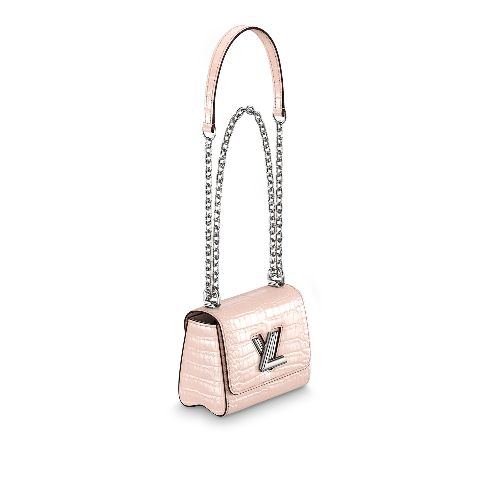 LOUIS VUITTON TWIST MINI HANDBAG BRILLIANT ALLIGATOR LEATHER ROSE NACRE N80622_1 LOUIS VUITTON TWIST MINI HANDBAG BRILLIANT ALLIGATOR LEATHER ROSE NACRE N80622 1 1
