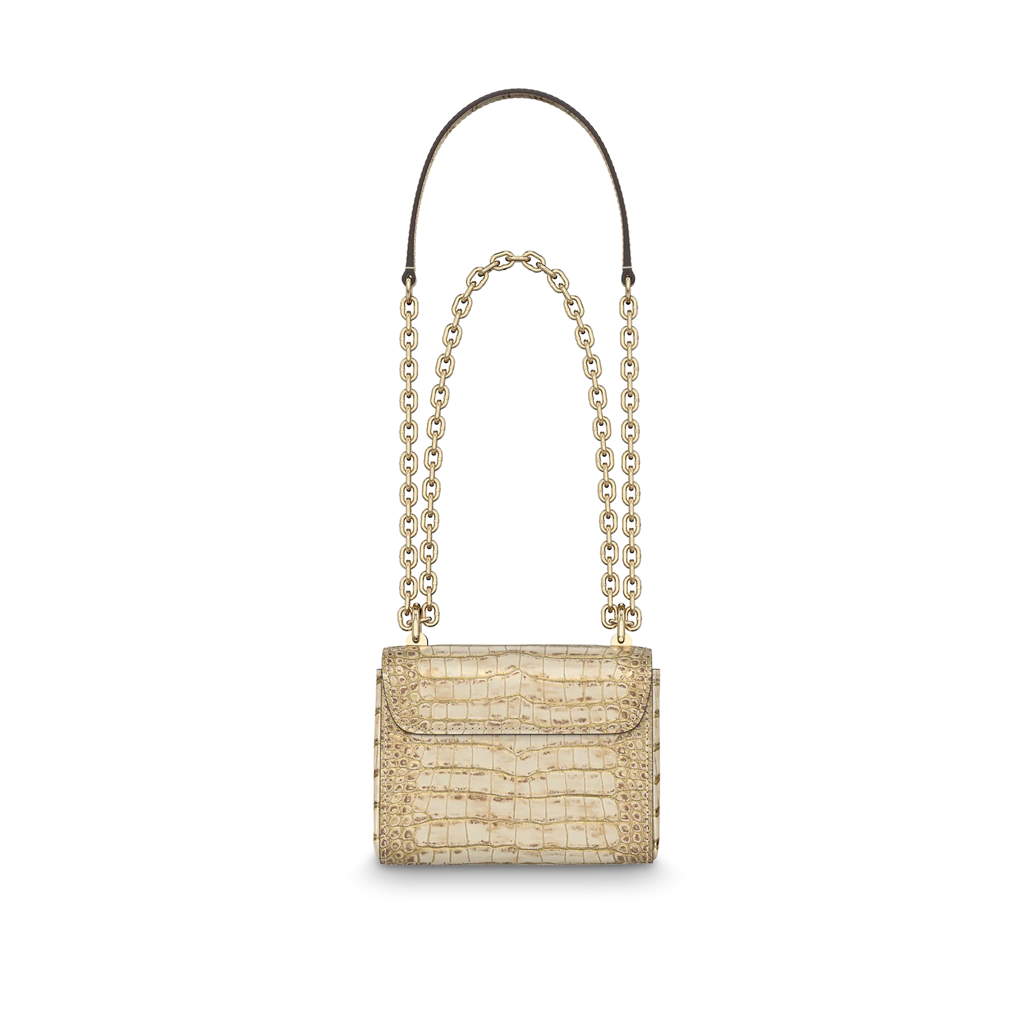 LOUIS VUITTON TWIST MINI HANDBAG MATTE ALLIGATOR LEATHER SMOKY WHITE GOLD N99738_2 LOUIS VUITTON TWIST MINI HANDBAG MATTE ALLIGATOR LEATHER SMOKY WHITE GOLD N99738 2