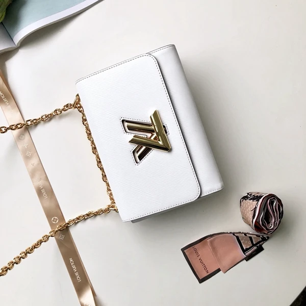 LOUIS VUITTON TWIST MM CHAIN BAG EPI GRAINED COWHIDE LEATHER WHITE M55513_2 LOUIS VUITTON TWIST MM CHAIN BAG EPI GRAINED COWHIDE LEATHER WHITE M55513 2