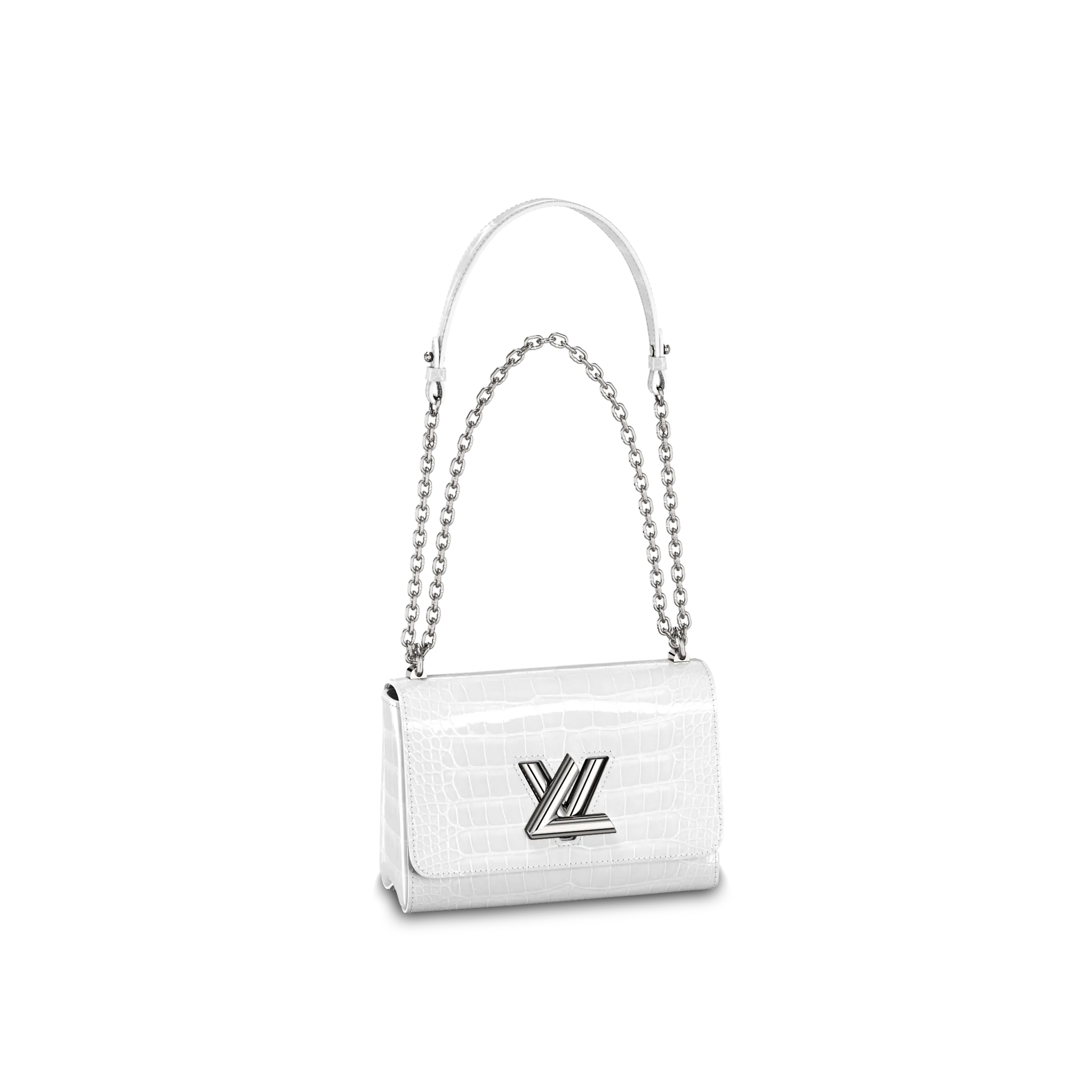 LOUIS VUITTON TWIST MM HANDBAG BRILLIANT ALLIGATOR LEATHER WHITE N93747 LOUIS VUITTON TWIST MM HANDBAG BRILLIANT ALLIGATOR LEATHER WHITE N93747