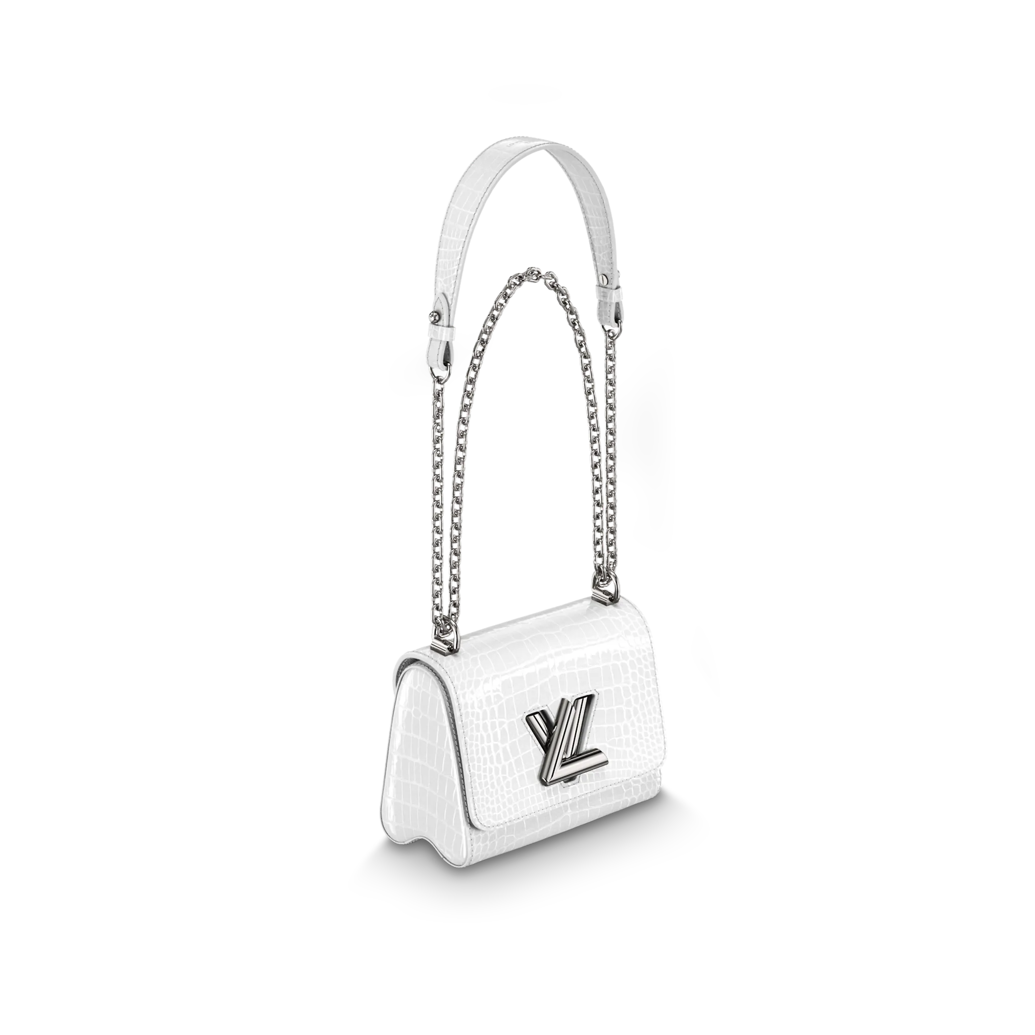 LOUIS VUITTON TWIST MM HANDBAG BRILLIANT ALLIGATOR LEATHER WHITE N93747_1 LOUIS VUITTON TWIST MM HANDBAG BRILLIANT ALLIGATOR LEATHER WHITE N93747 1